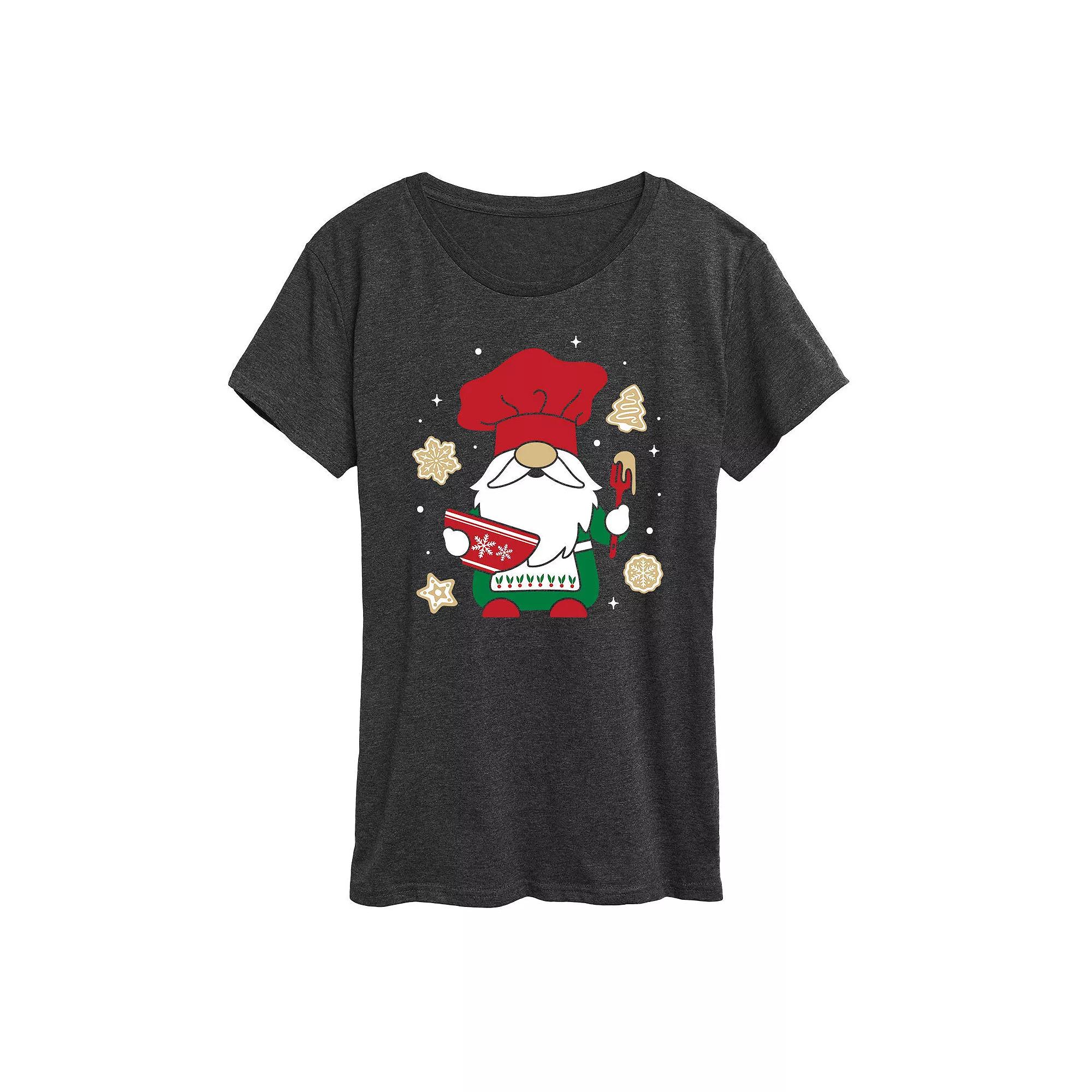 Women's Christmas Baking Gnome Graphic Tee, Girl's,  Product Image