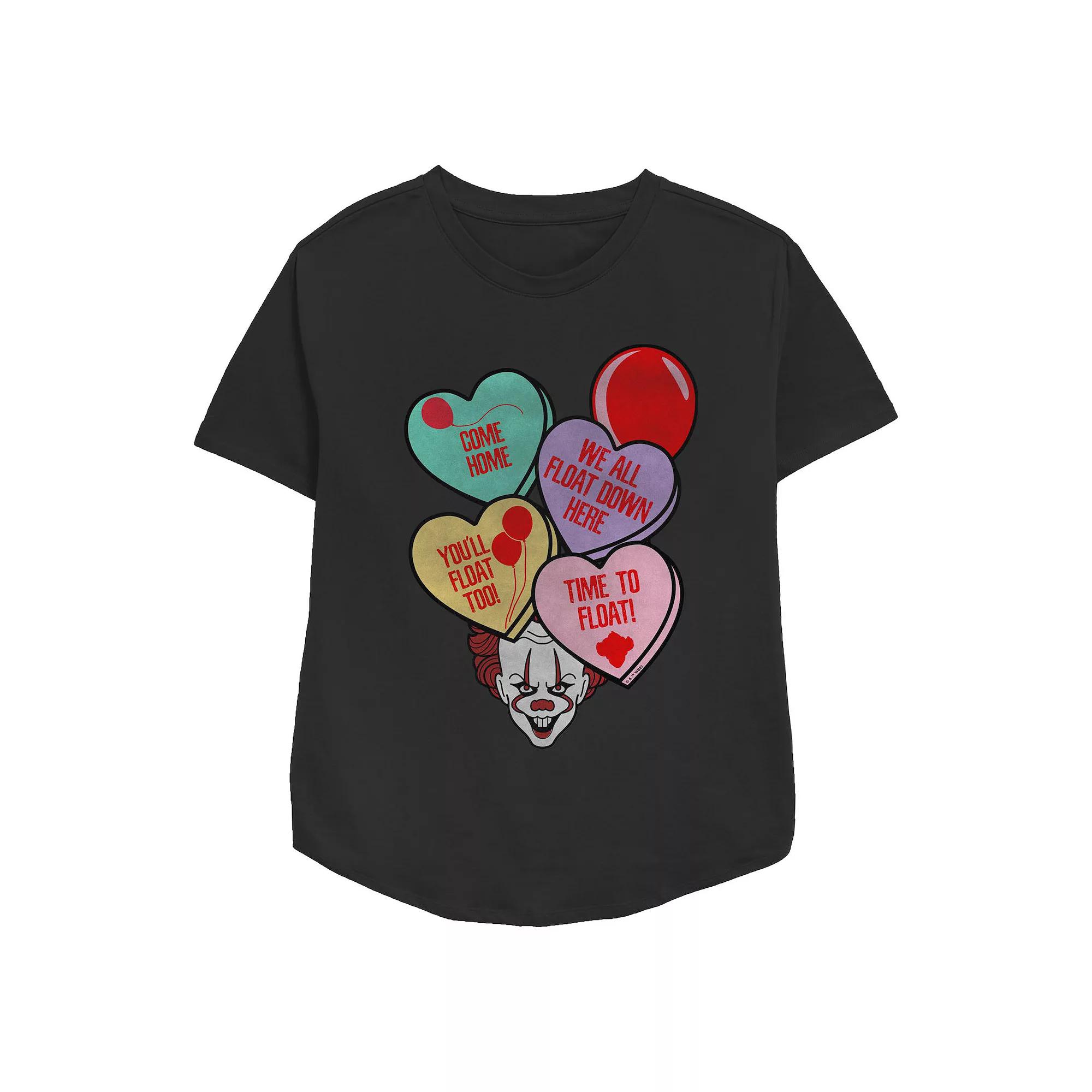 Women's IT Spooky Valentine's Day Candy Hearts Relaxed Fit Graphic Tee,  Product Image