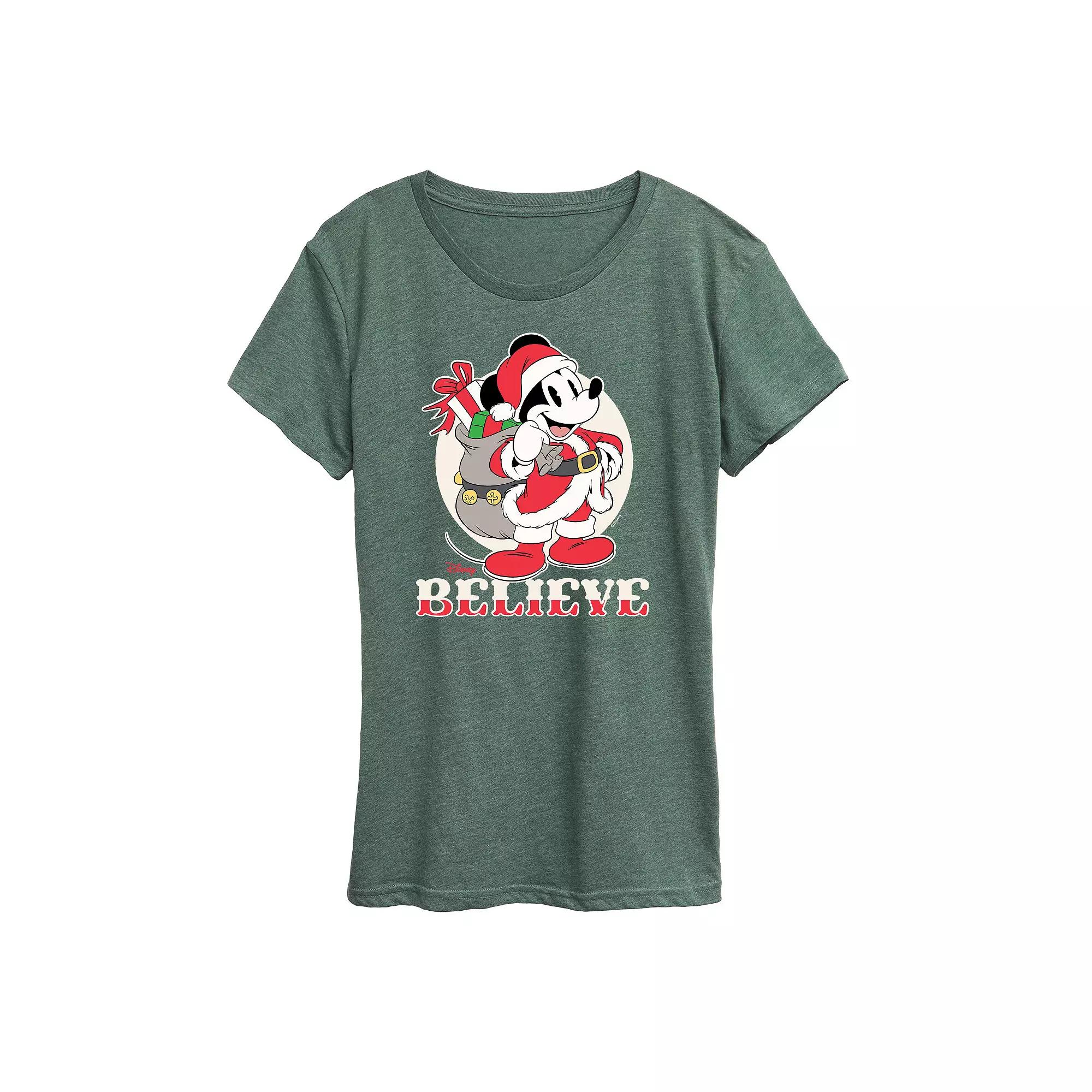 Disney's Mickey Mouse Women's Believe Holiday Graphic Tee, Girl's,  Product Image