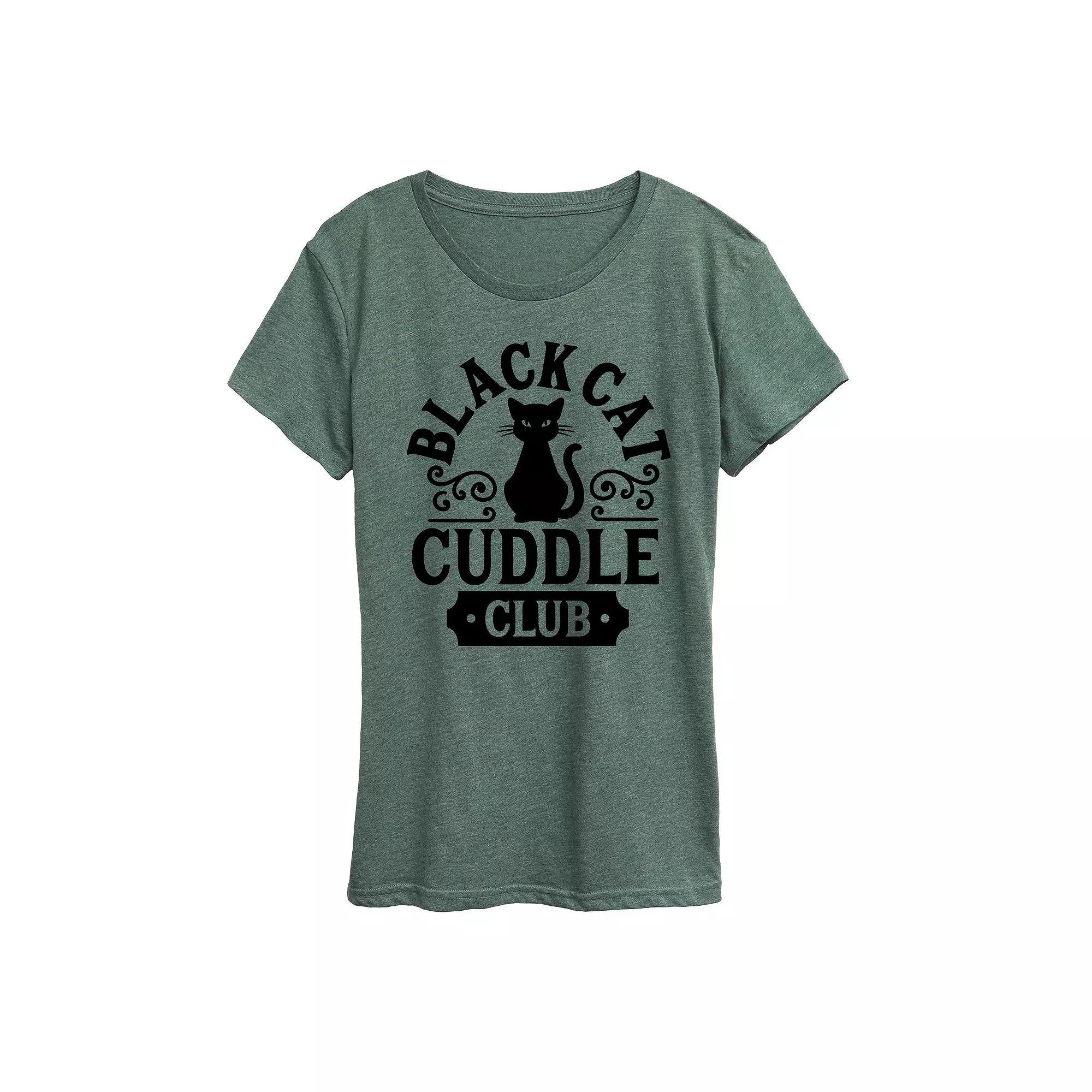 Women's Black Cat Cuddle Club Halloween Tee, Girl's,  Product Image