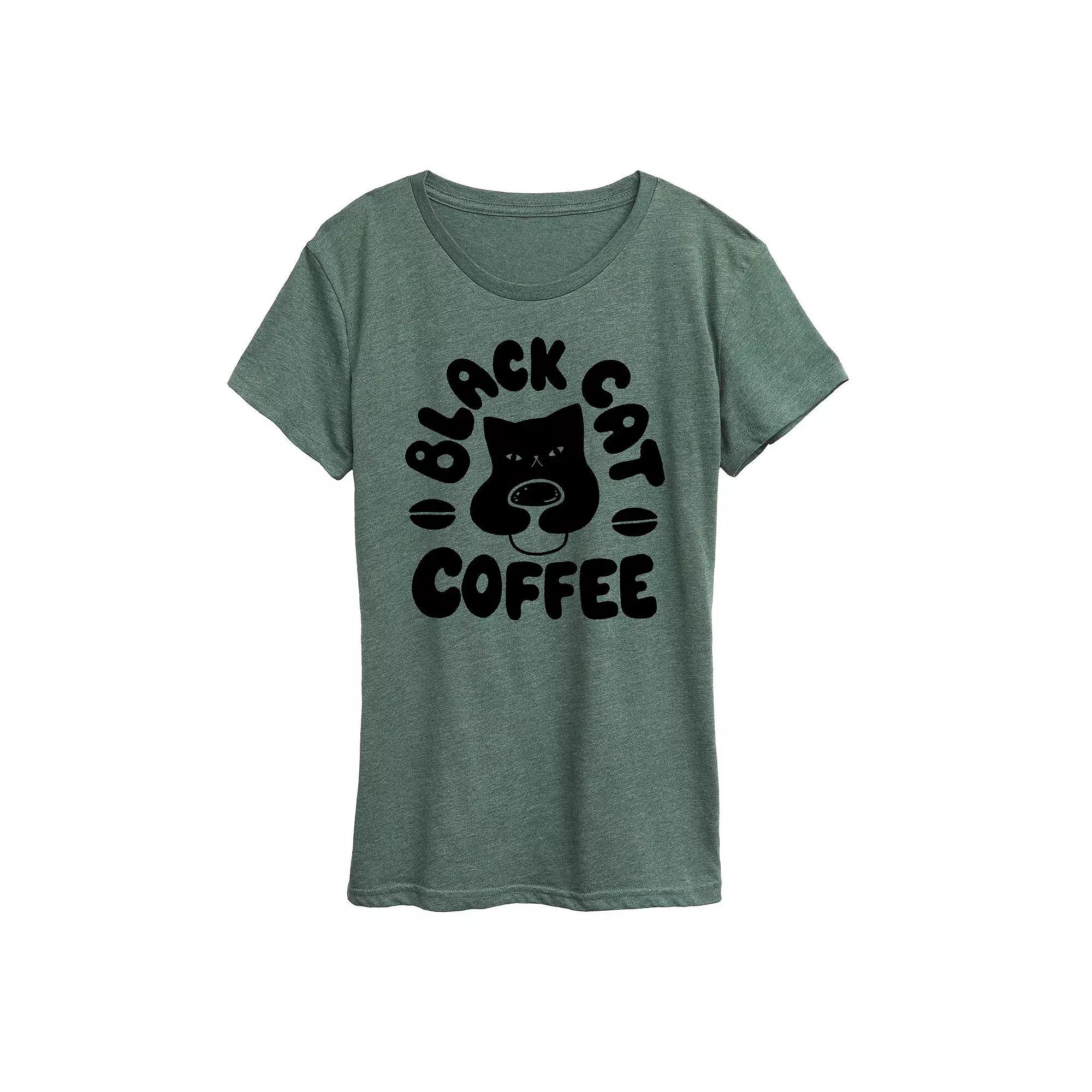 Women's Black Cat Coffee Graphic Tee, Girl's,  Product Image
