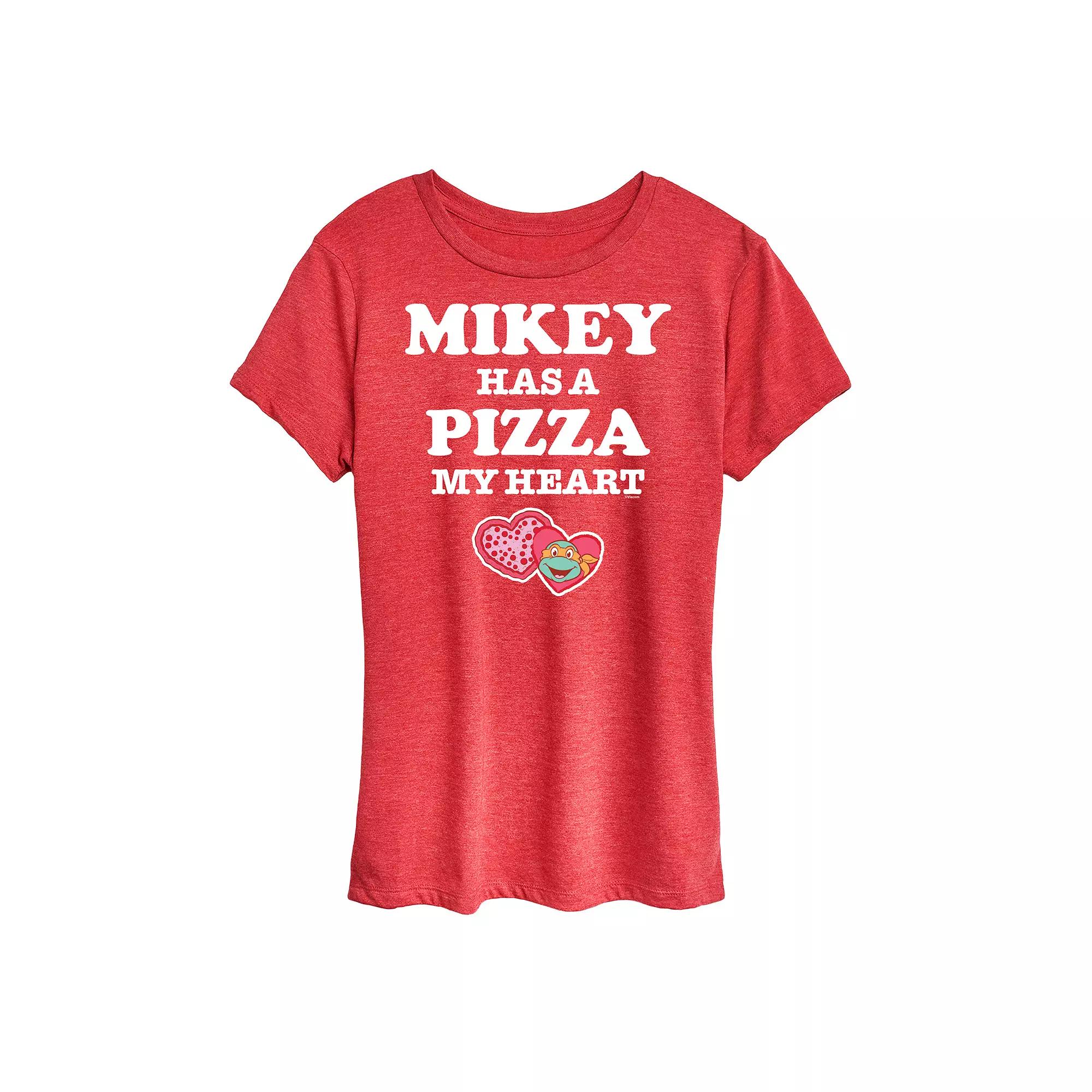 Women's Teenage Mutant Ninja Turtles Pizza My Heart Mikey Graphic Tee,  Product Image