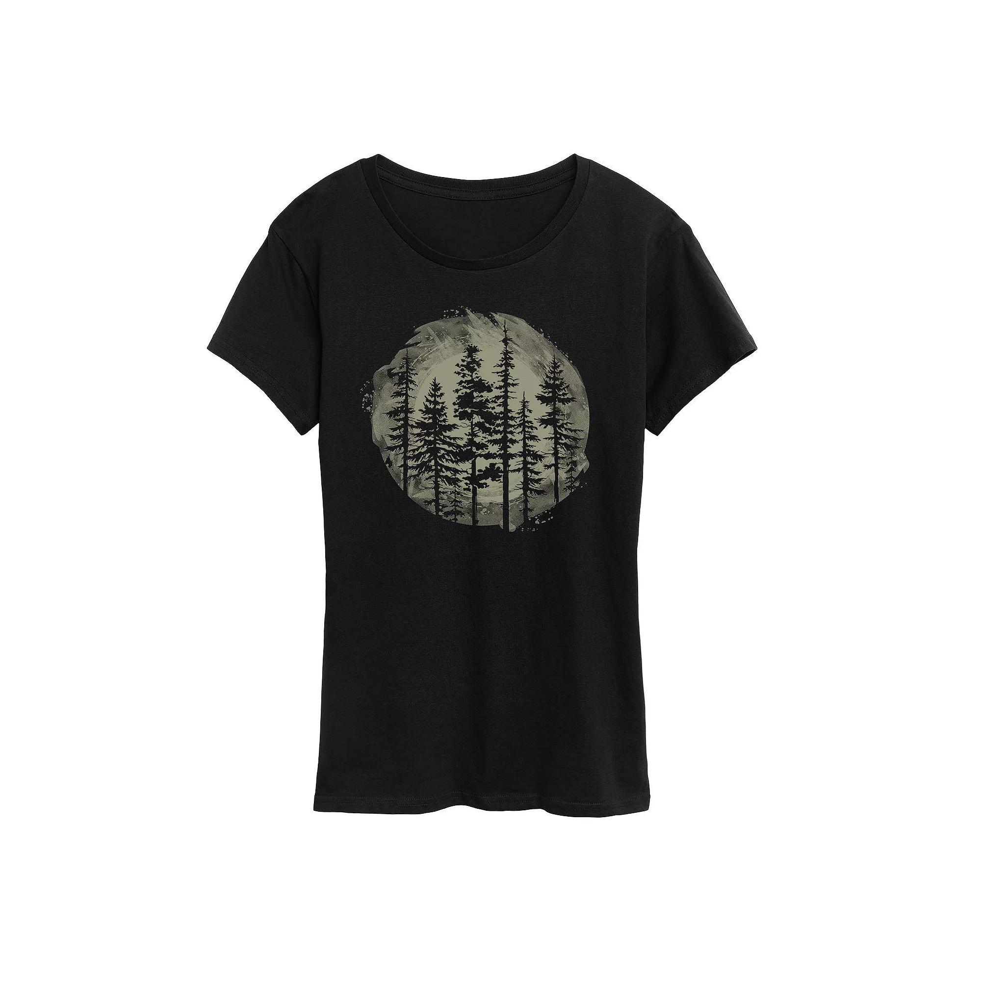 Women's Watercolor Pine Trees Graphic Tee, Girl's,  Product Image
