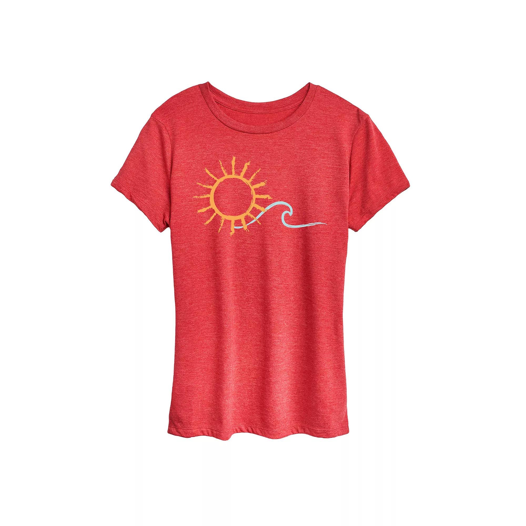 Women's Brushstroke Sun And Wave Graphic Tee,  Product Image
