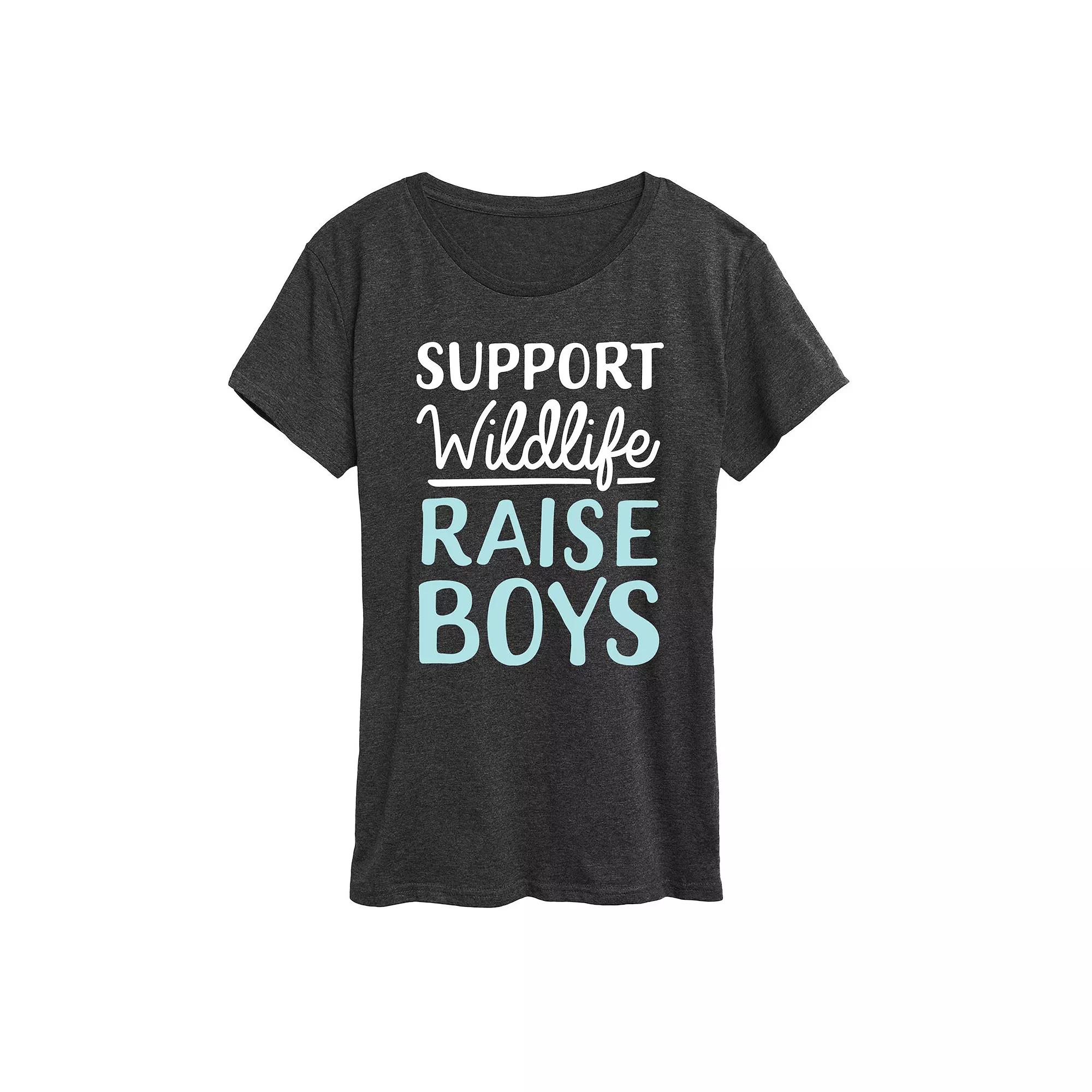 Women's Support Wildlife Raise Boys Graphic Tee, Girl's,  Product Image