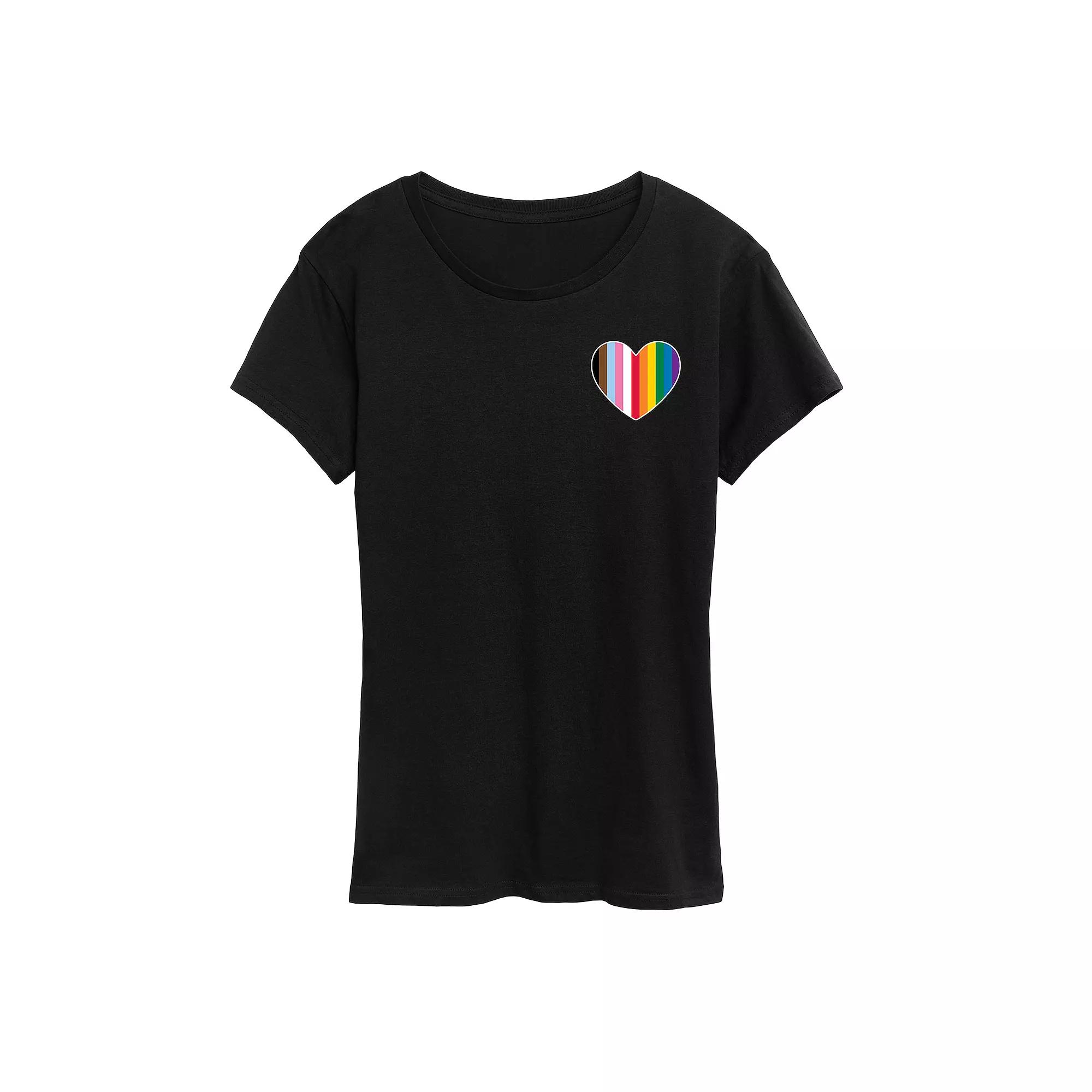 Women's Inclusive LGBTQ Flag Heart Pride Graphic Tee,  Product Image