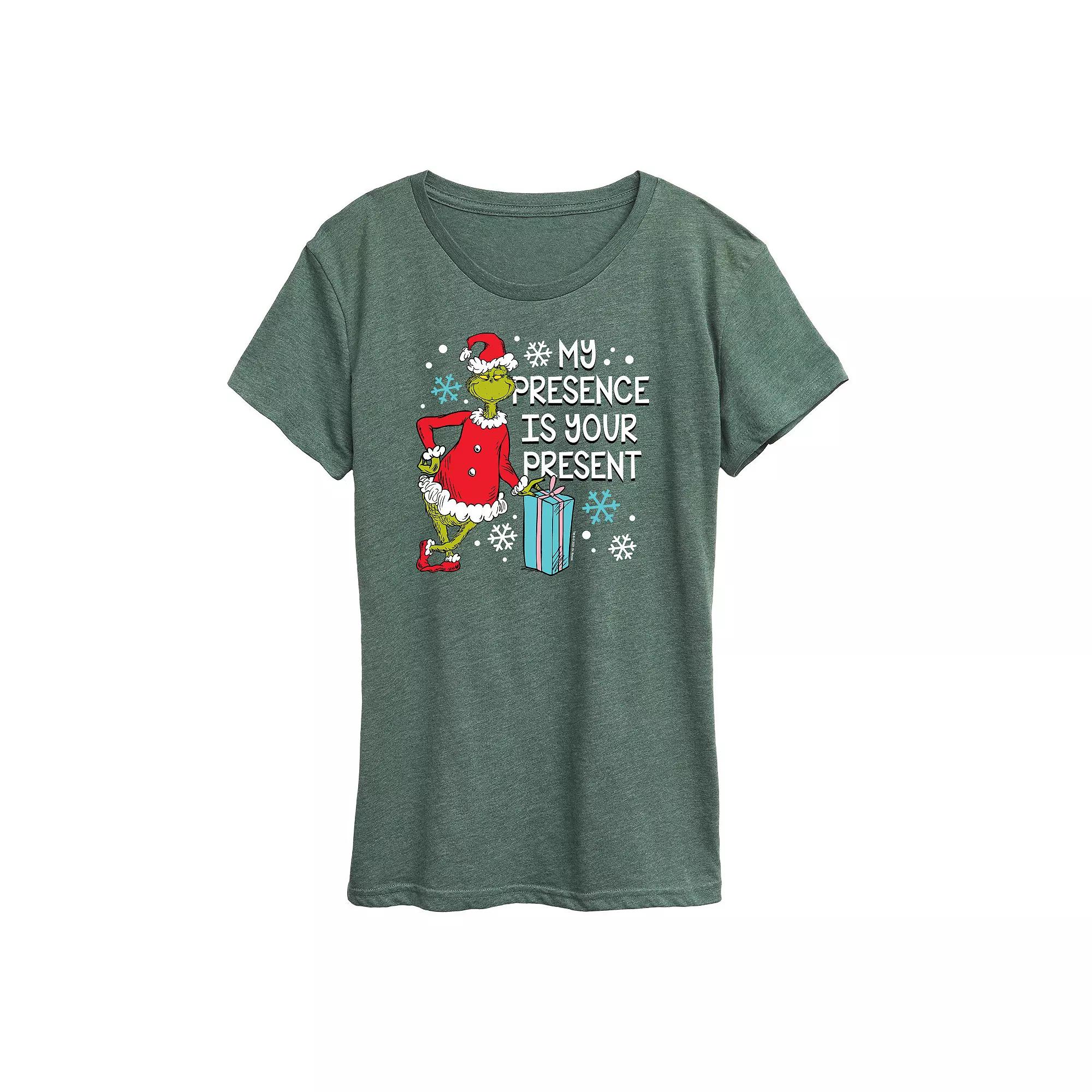 Women's Dr. Seuss The Grinch Presence Present Graphic Tee, Girl's,  Product Image