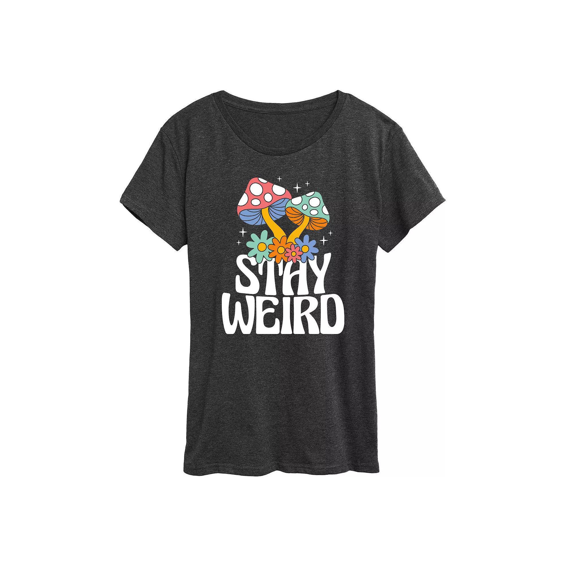Women's Stay Weird Mushrooms Graphic Tee, Girl's,  Product Image