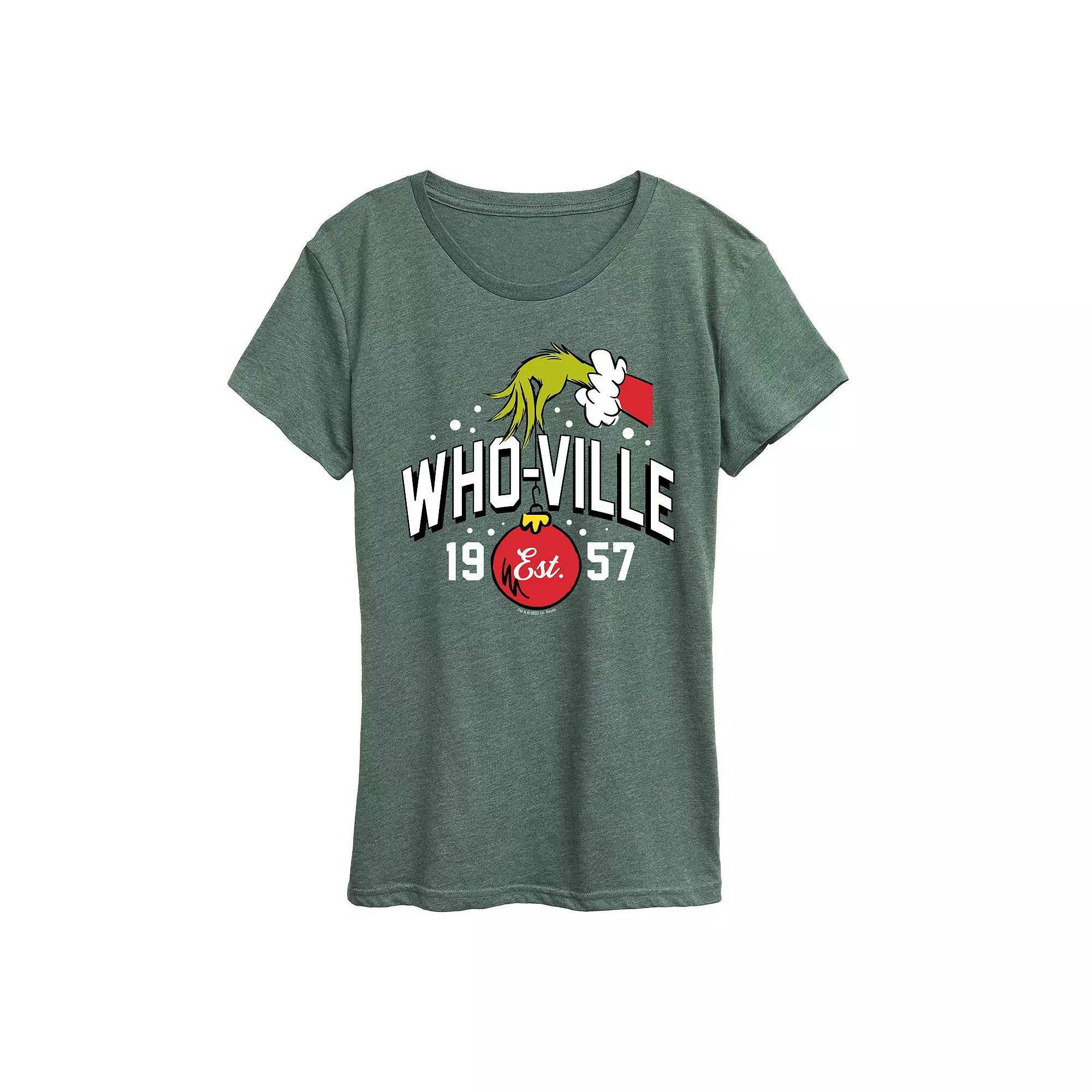 Women's Dr. Seuss Who-Ville Grinch Hand Graphic Tee,  Product Image