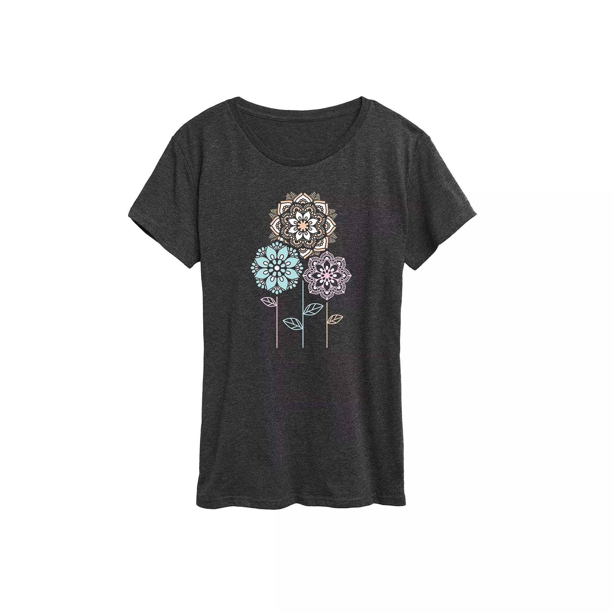 Women's Mandala Flowers Graphic Tee, Girl's,  Product Image