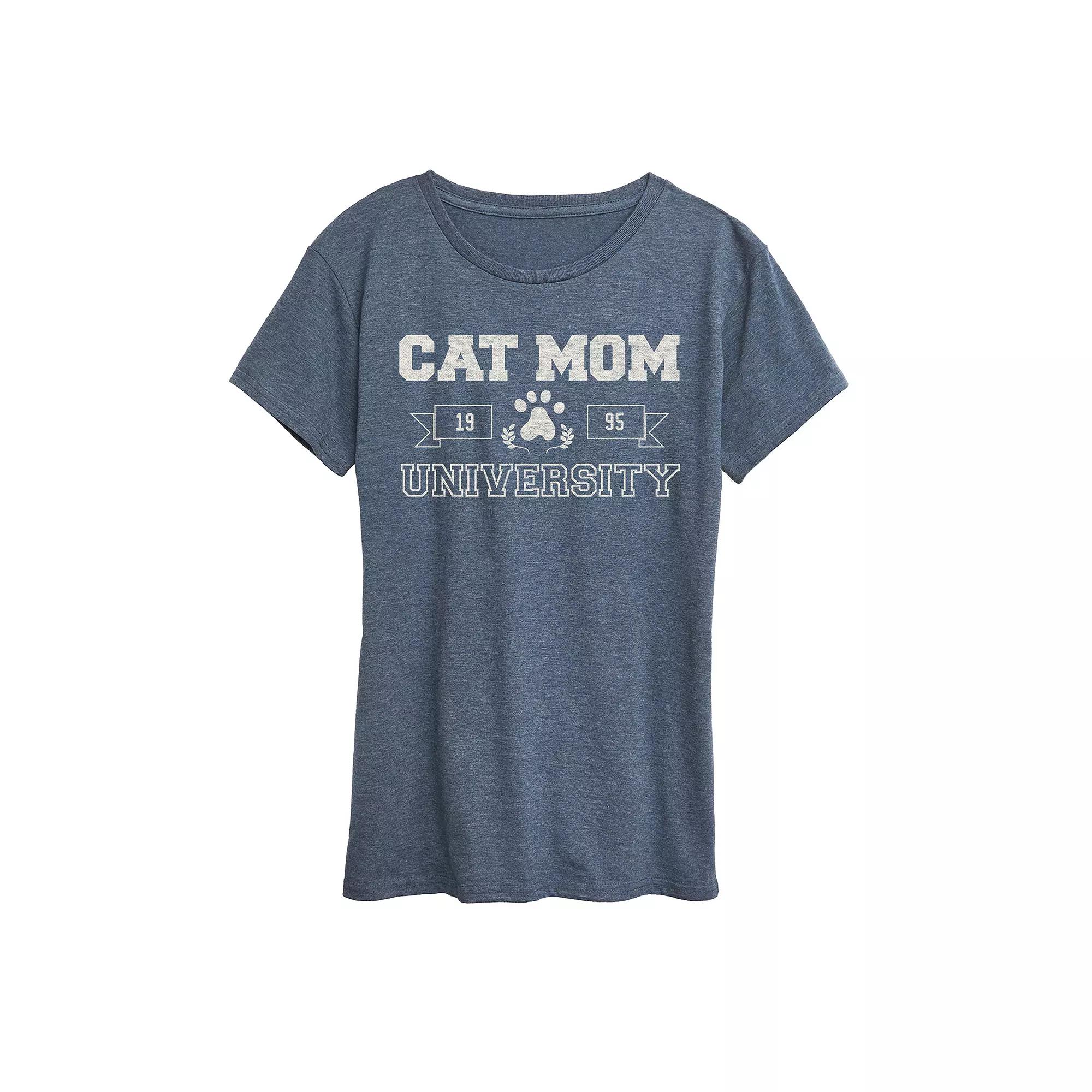 Women's Cat Mom University Graphic Tee,  Product Image
