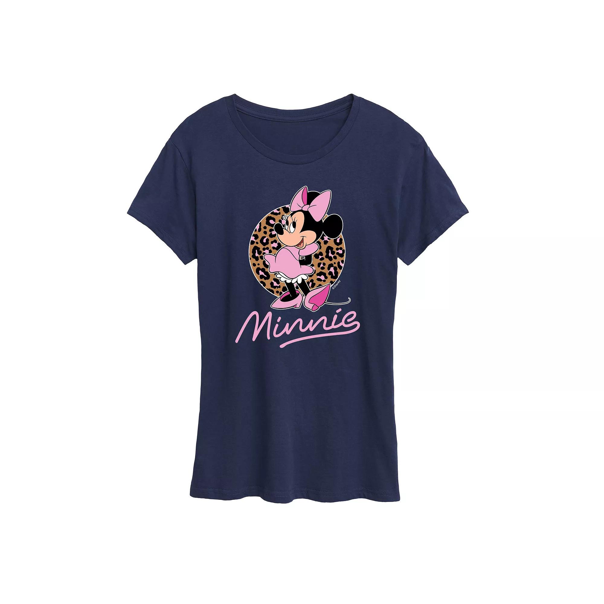 Disney's Minnie Mouse Women's Leopard Print Graphic Tee, Girl's,  Product Image