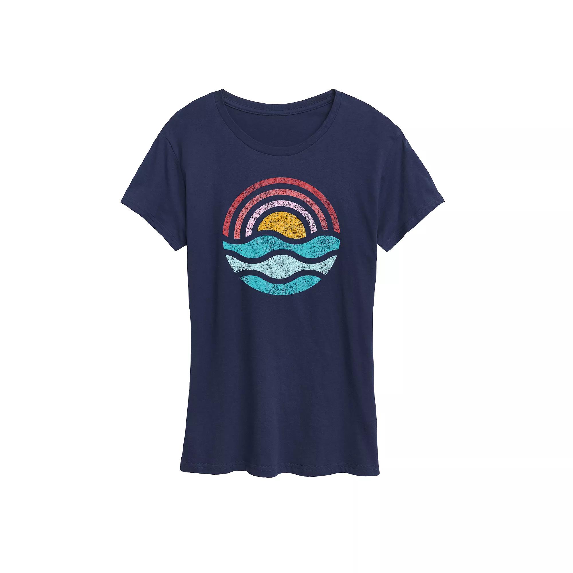 Women's Simple Sunset Waves Graphic Tee, Girl's,  Product Image