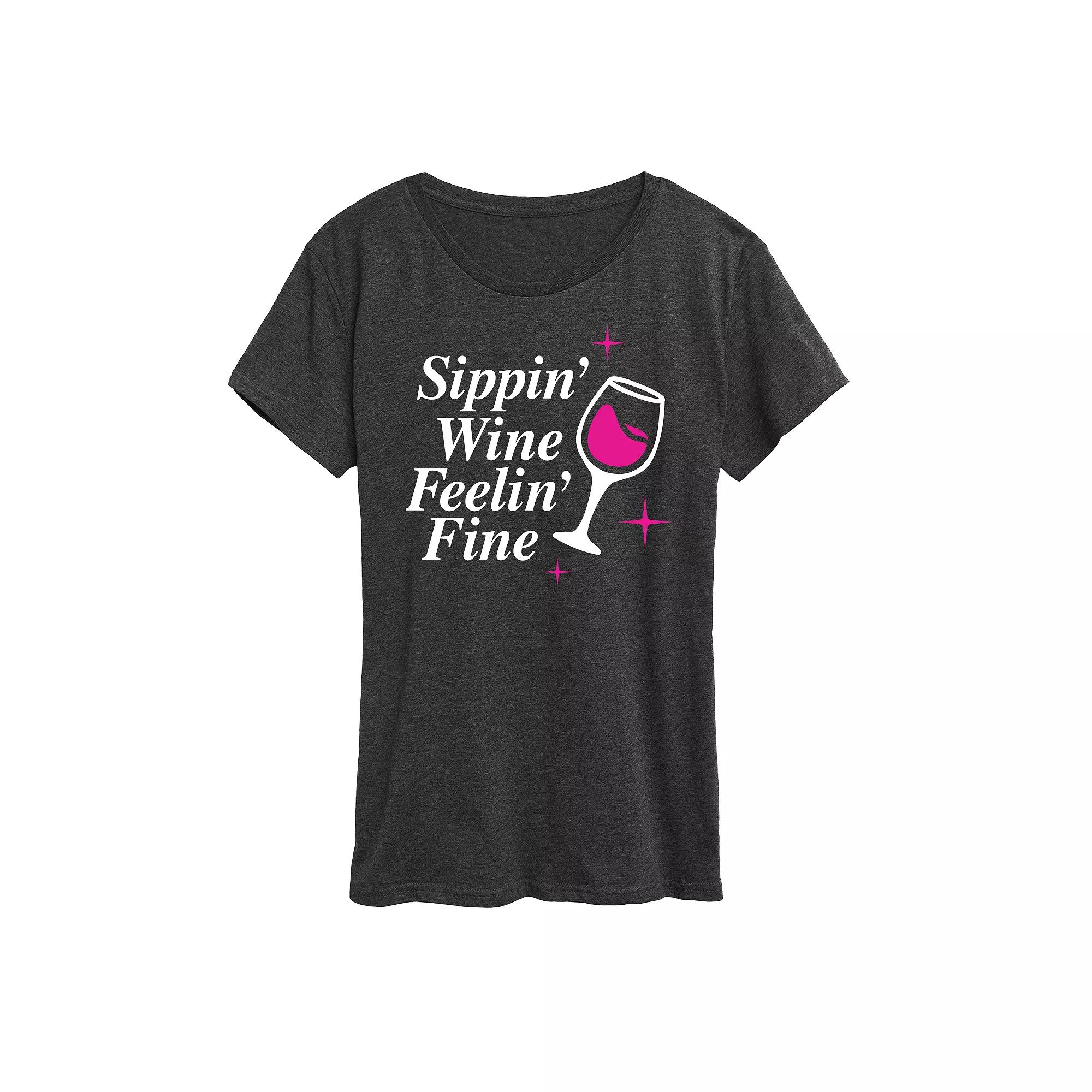 Women's Sippin' Wine Feelin' Fine Graphic Tee, Girl's,  Product Image