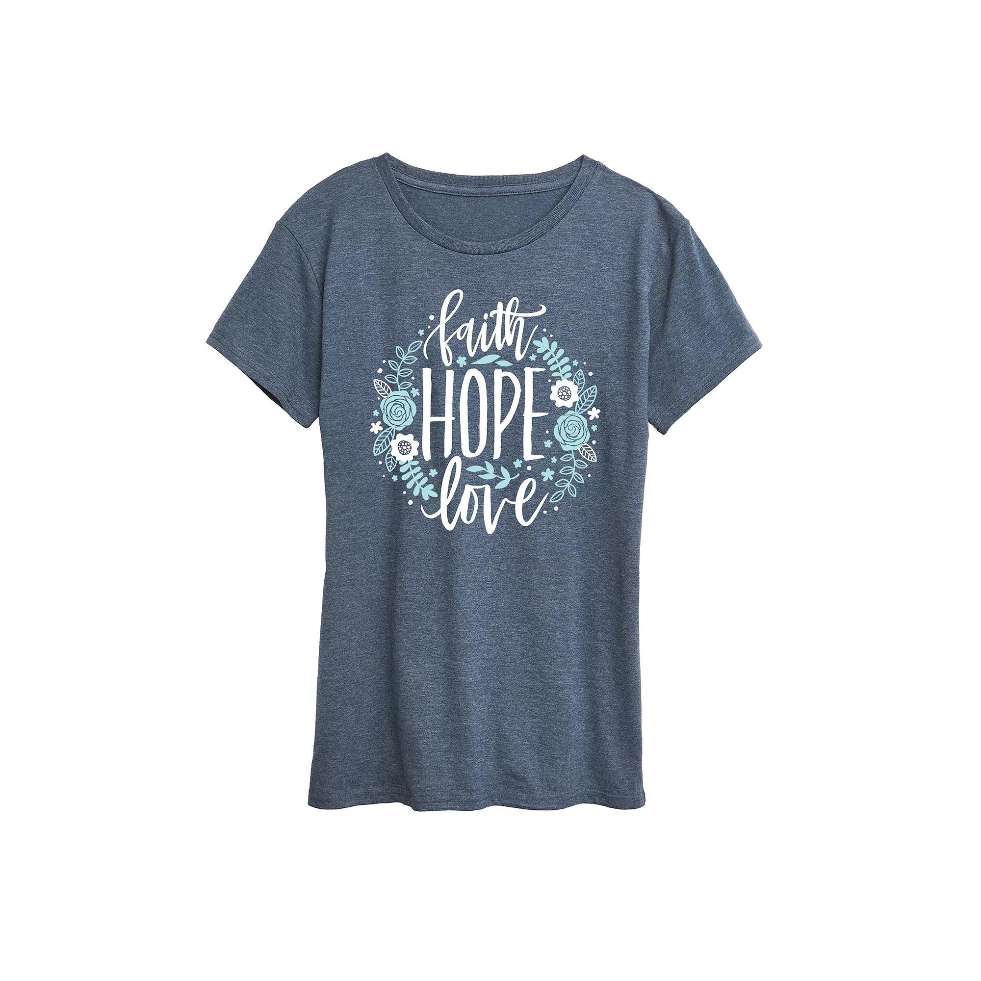 Women's Faith Hope Love Floral Graphic Tee,  Product Image