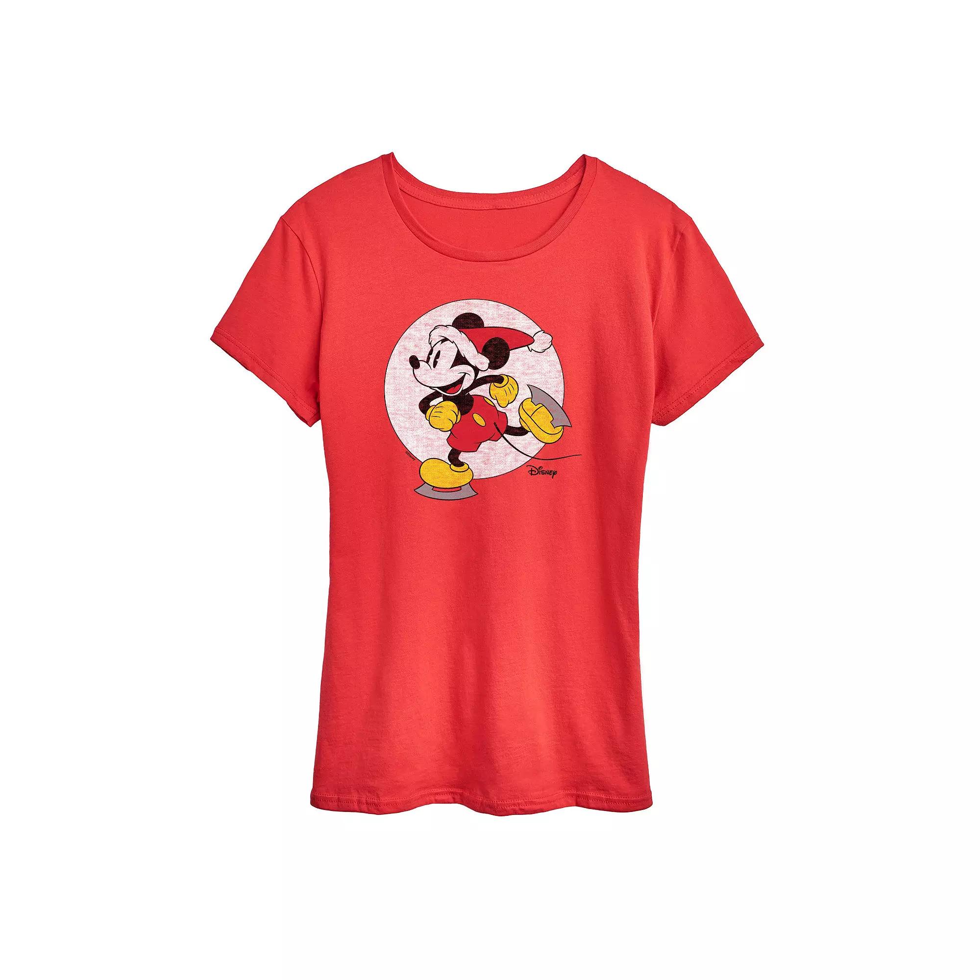 Disney's Mickey Mouse Women's Mickey On Ice Skates Graphic Tee, Girl's,  Product Image
