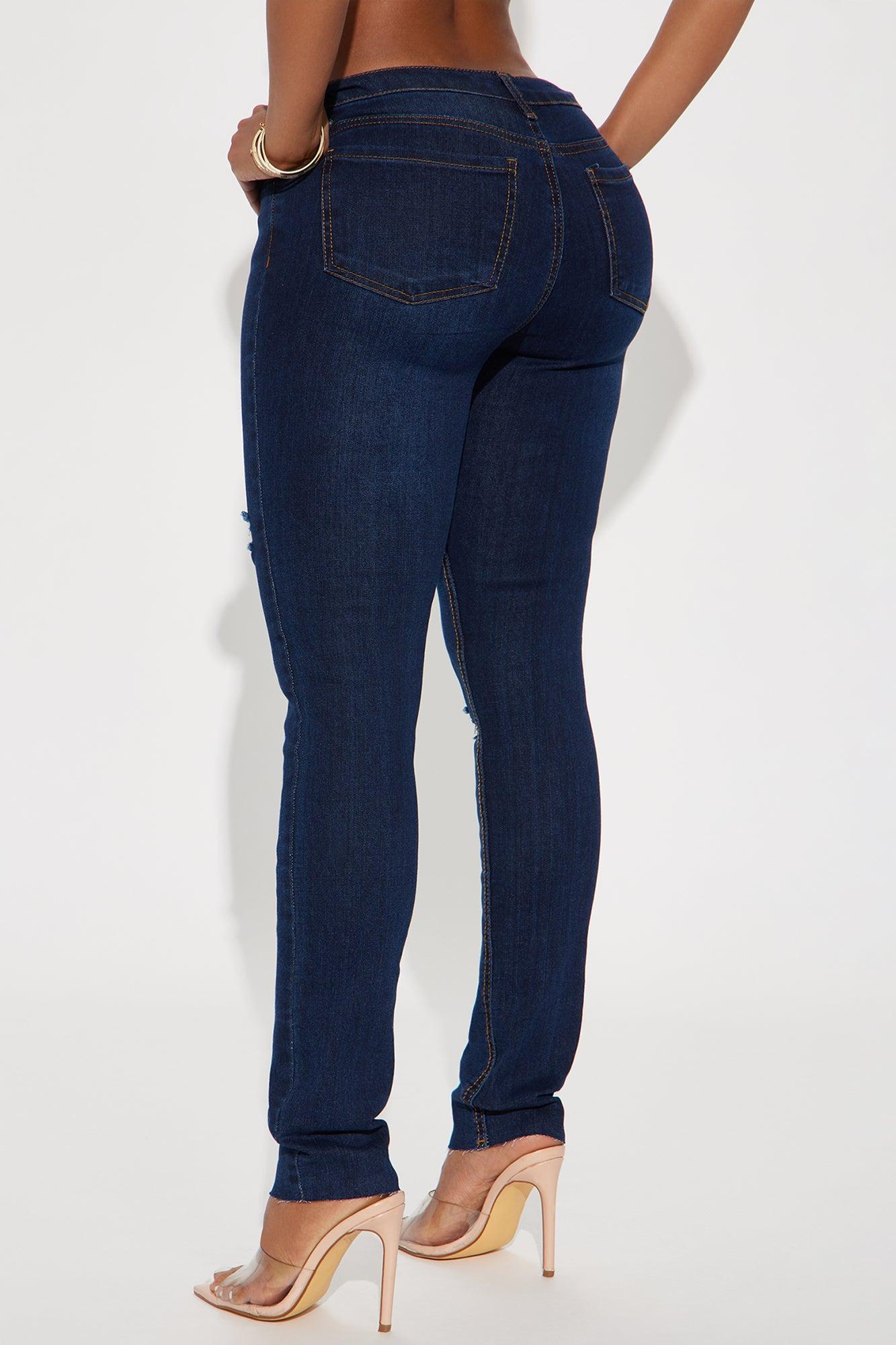 Hollywood Nights Ripped Mid Rise Skinny Jeans - Dark Wash Product Image