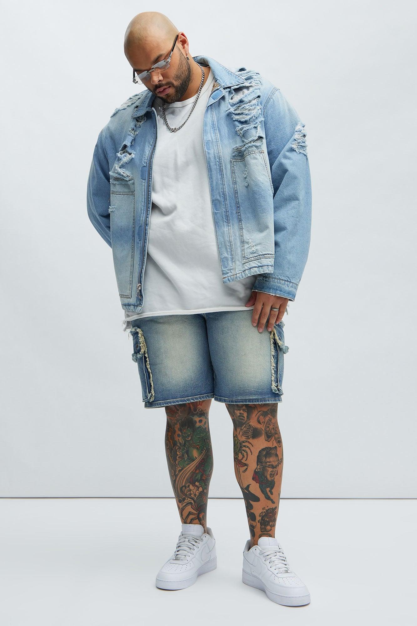 Rush Home Denim Cargo Shorts - Light Blue Wash Product Image