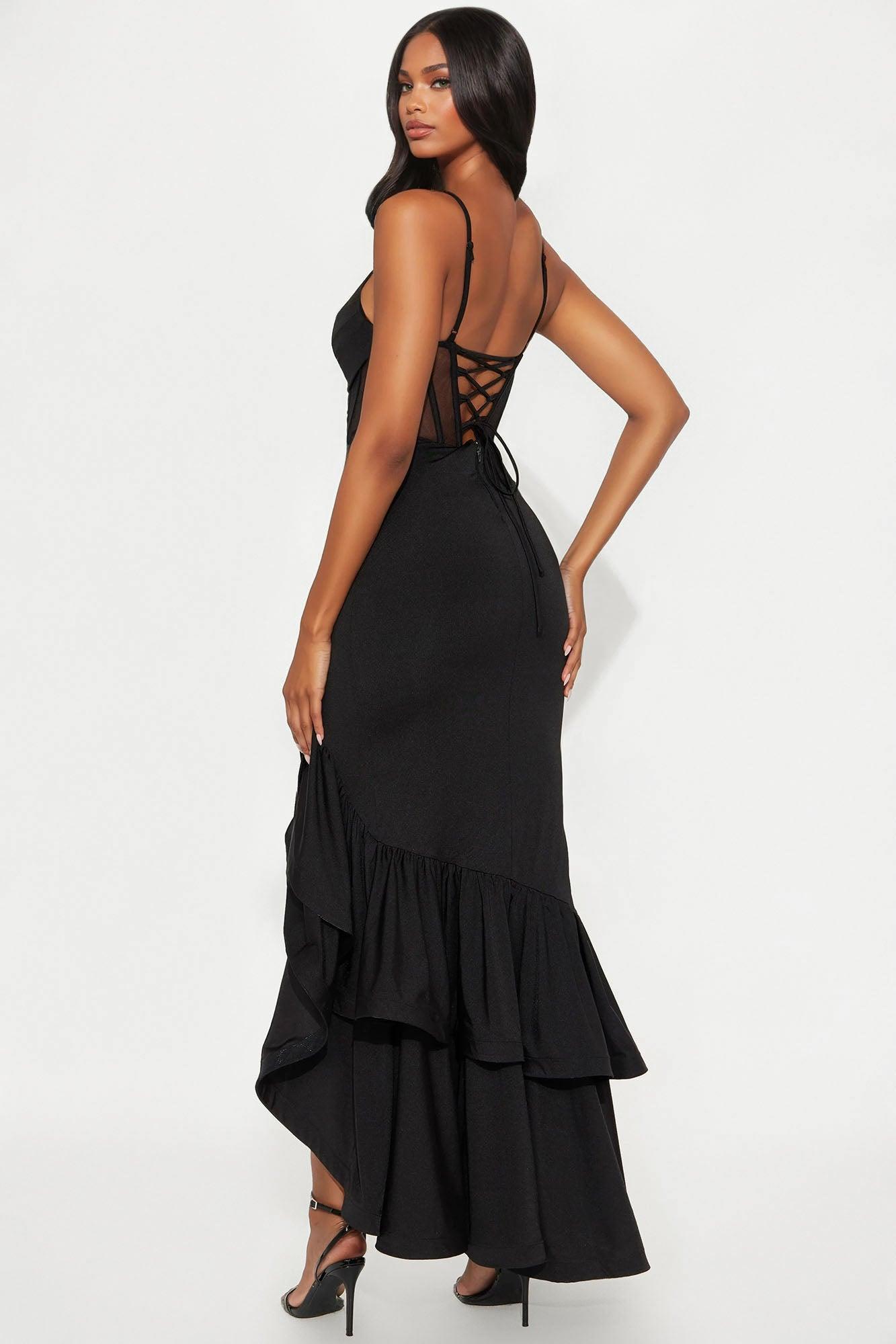 Simone Corset Waist Maxi Dress - Black Female Product Image
