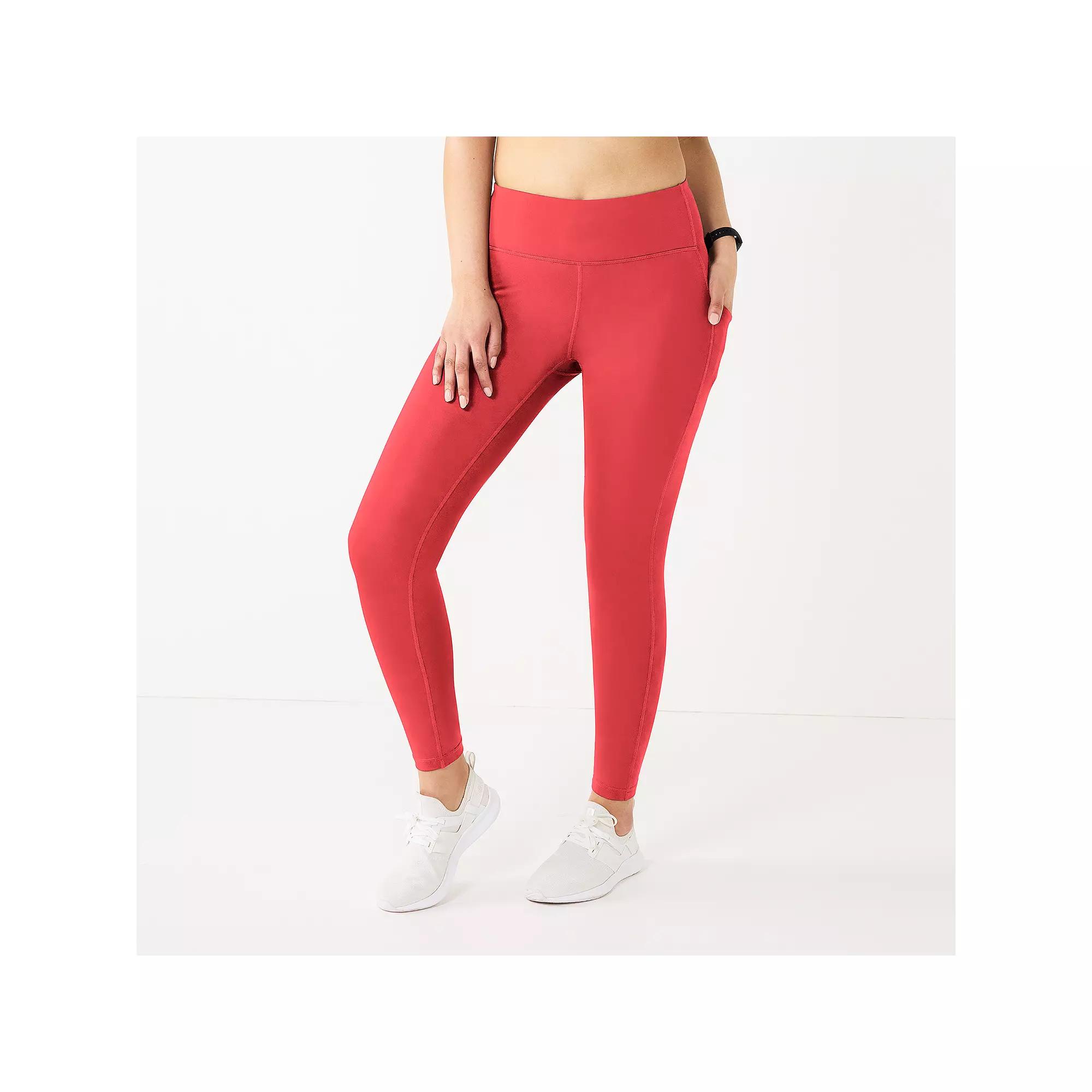 Women's Tek Gear® Ultrastretch High-Waisted Side Pocket 7/8 Leggings, Size: Large, Surely Red Product Image