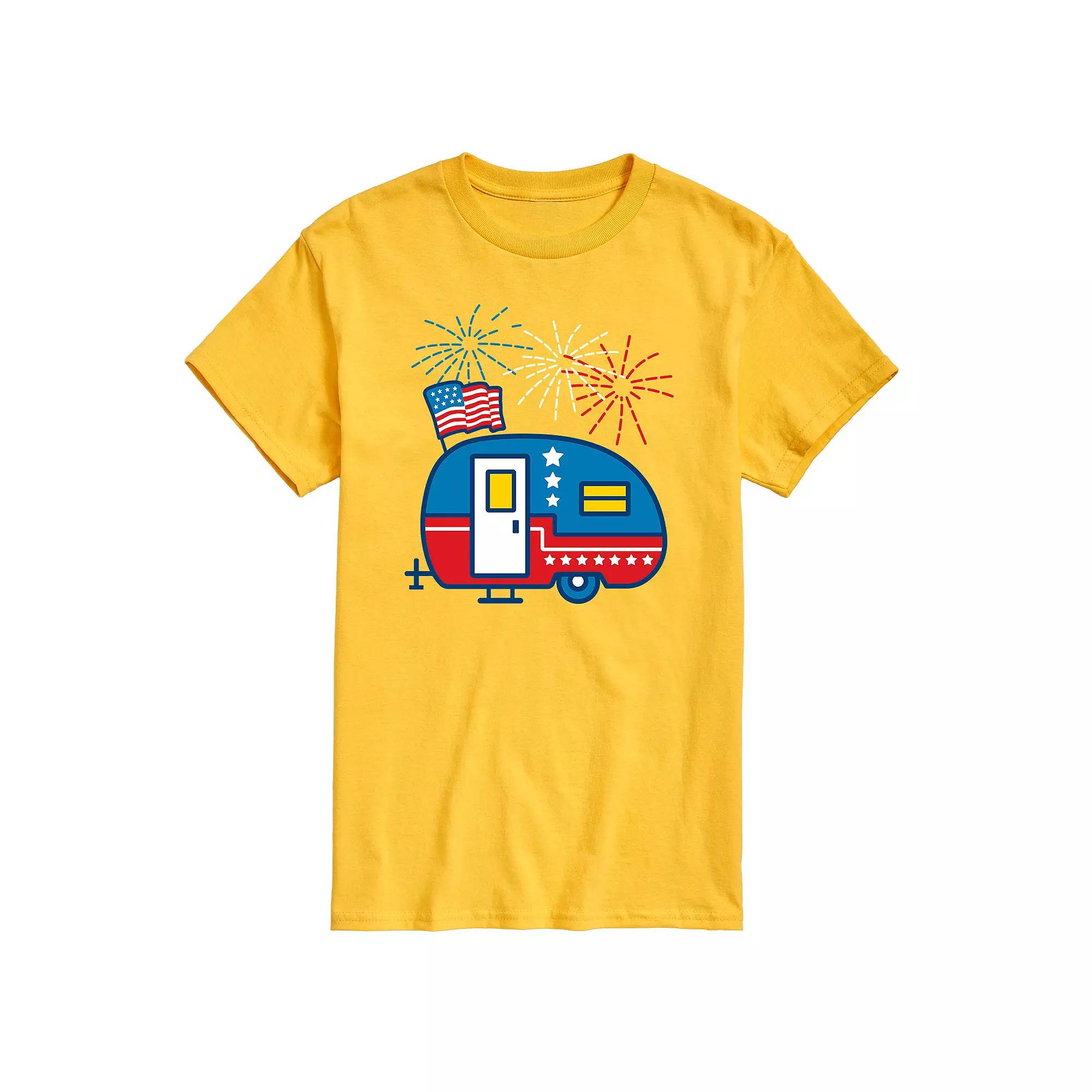 Men's Patriotic Themed Camper Graphic Tee,  Product Image