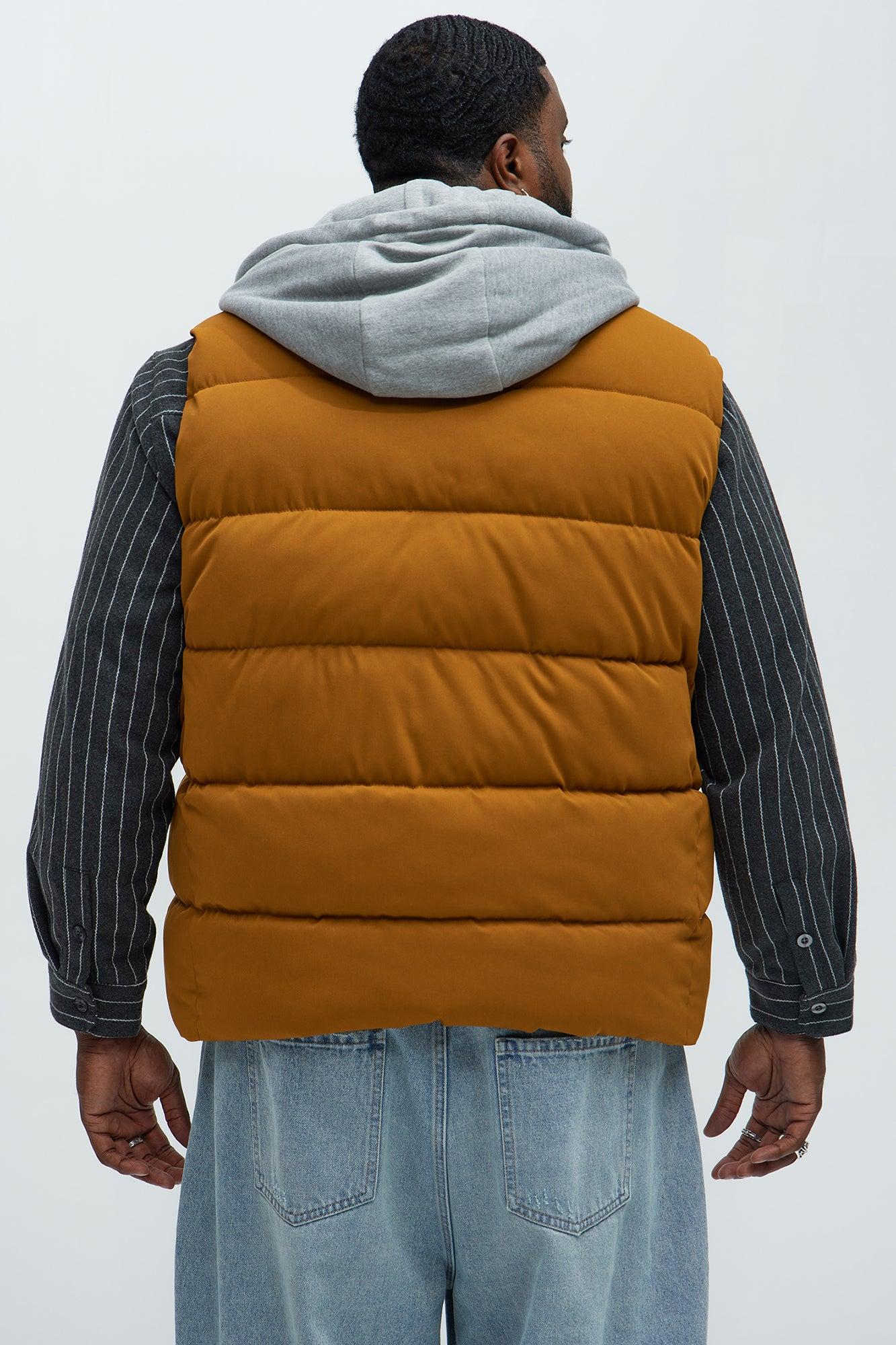 Heartbreak Puffer Vest With Hood - Mustard Male Product Image