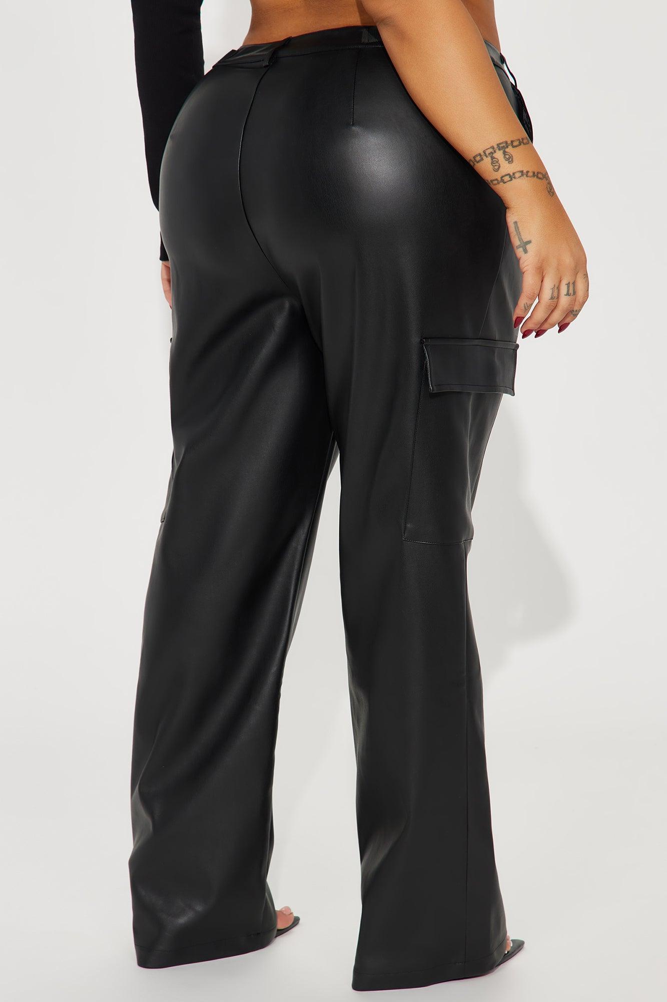Zora Faux Leather Cargo Pant - Black Product Image