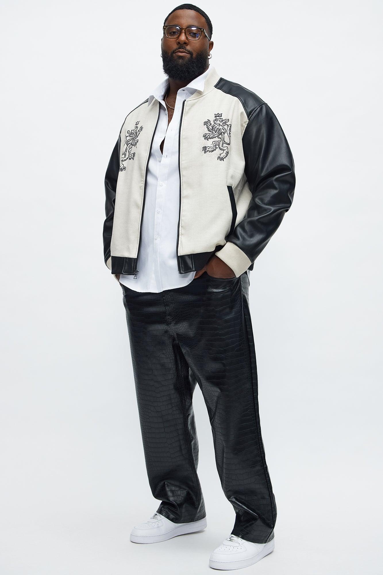 Straight Gator Embossed Faux Leather Pants - Black Male Product Image