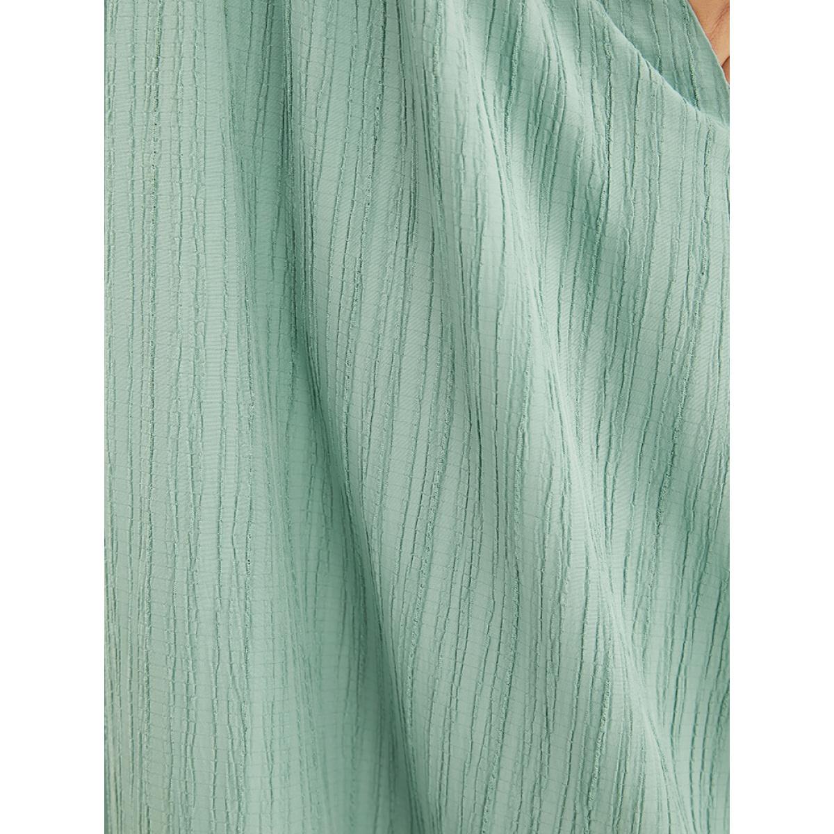 Plus Size Plain Cap Sleeve Ruffles Trim Mock Neck Pocket Dress Mint Women Elegant Pocket Round Neck Short sleeve Curvy Midi Dress BloomChic 18-20/2X Product Image