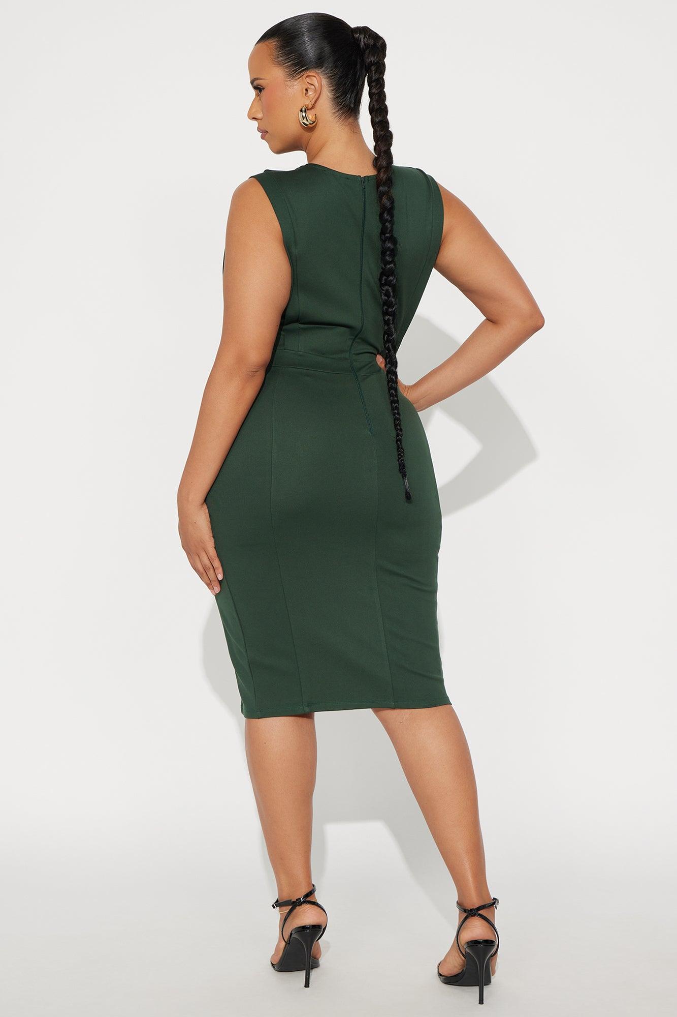 Cubicle Cutie Body Sculpting Midi Dress - Hunter Green Female Product Image