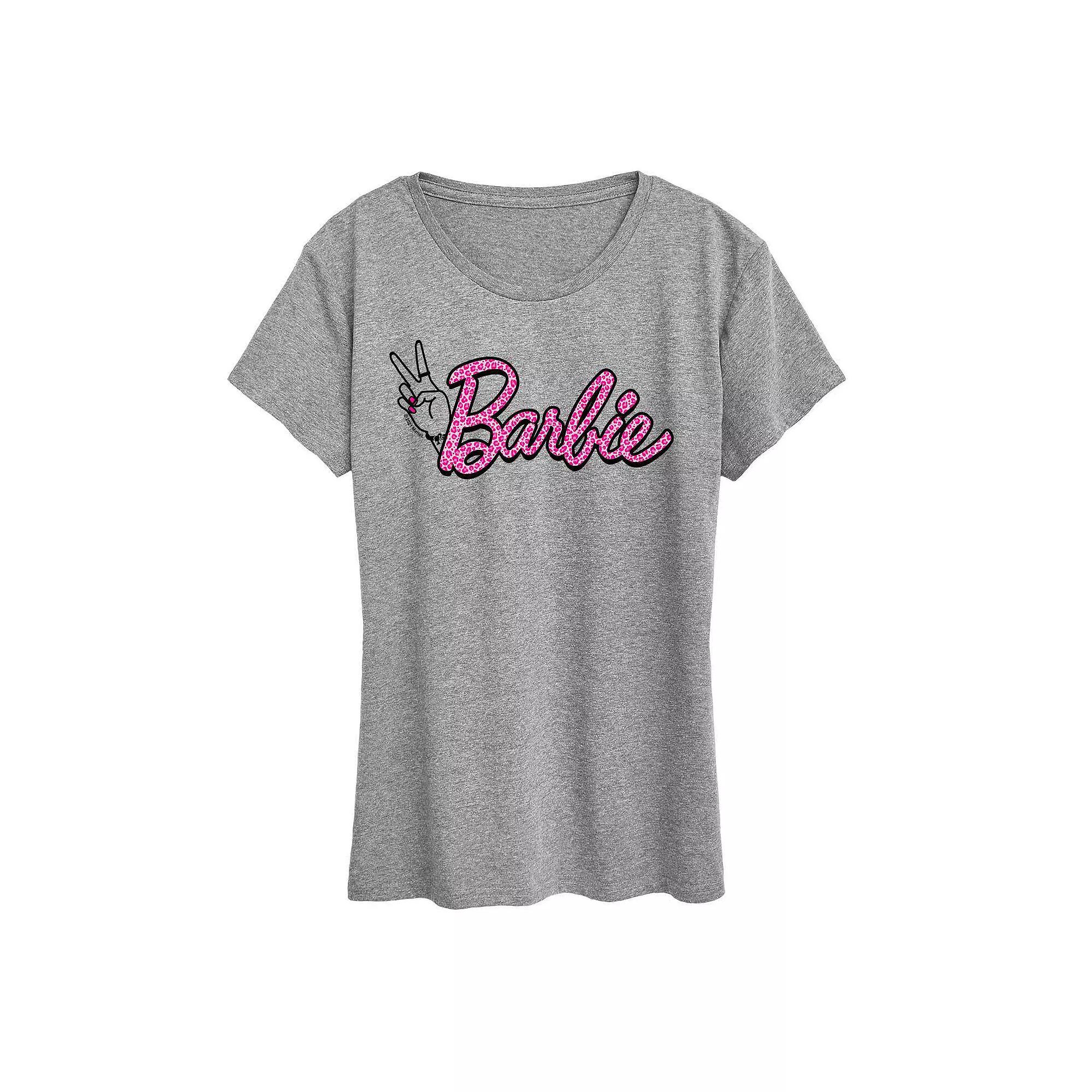 Women's Barbie® Pink Leopard Print Logo Graphic Tee, Girl's,  Product Image