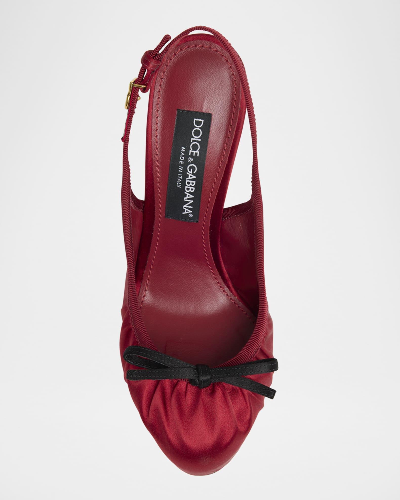 Satin Bow Slingback Ballerina Pumps Product Image