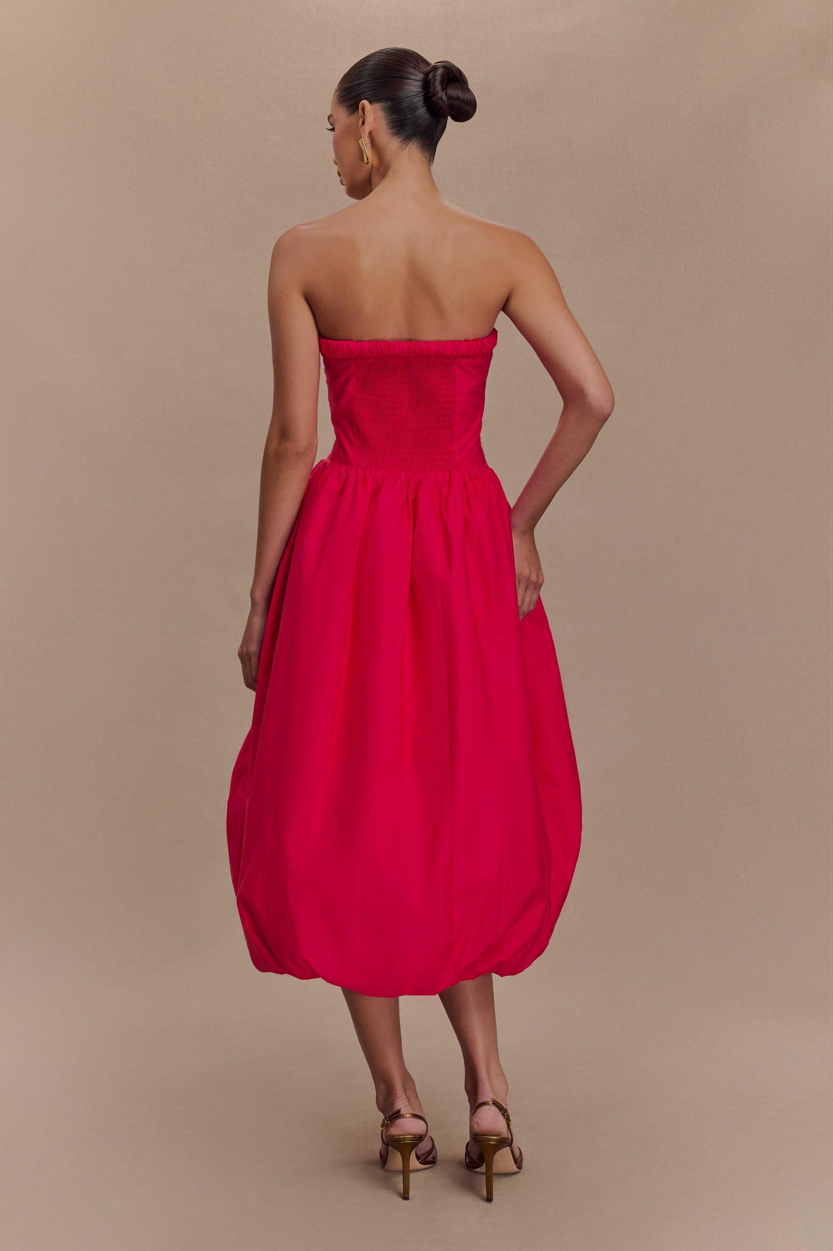 Dulce Puff Midi Dress - Raspberry Product Image