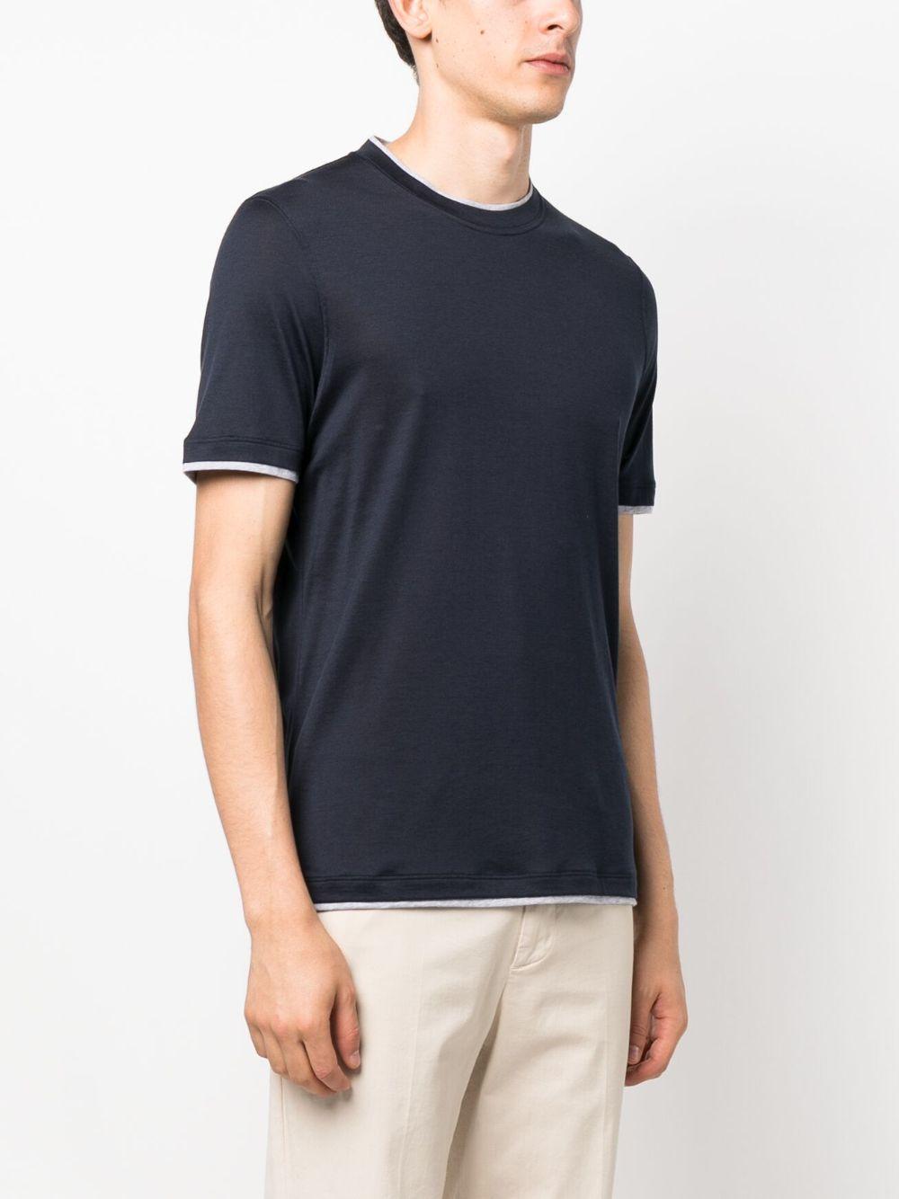 round-neck silk-cotton T-shirt Product Image