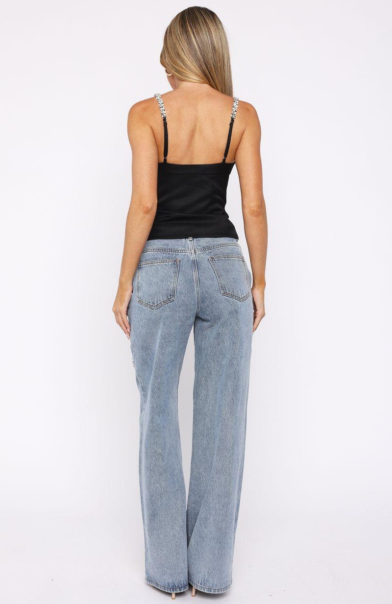 No More Excuses Mid Rise Wide Leg Jeans Mid Blue Product Image