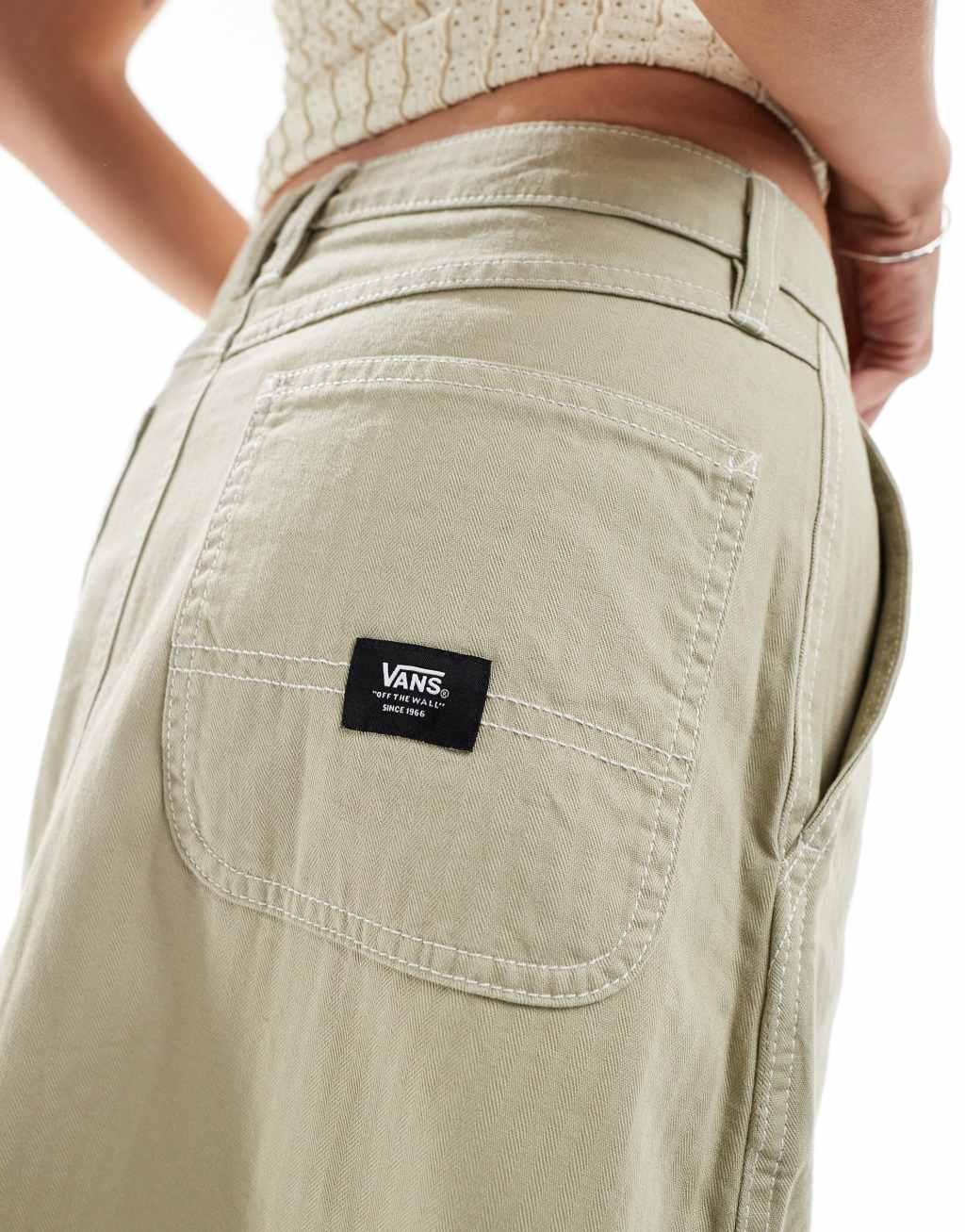 Vans Codey long flare utility skirt in beige Product Image