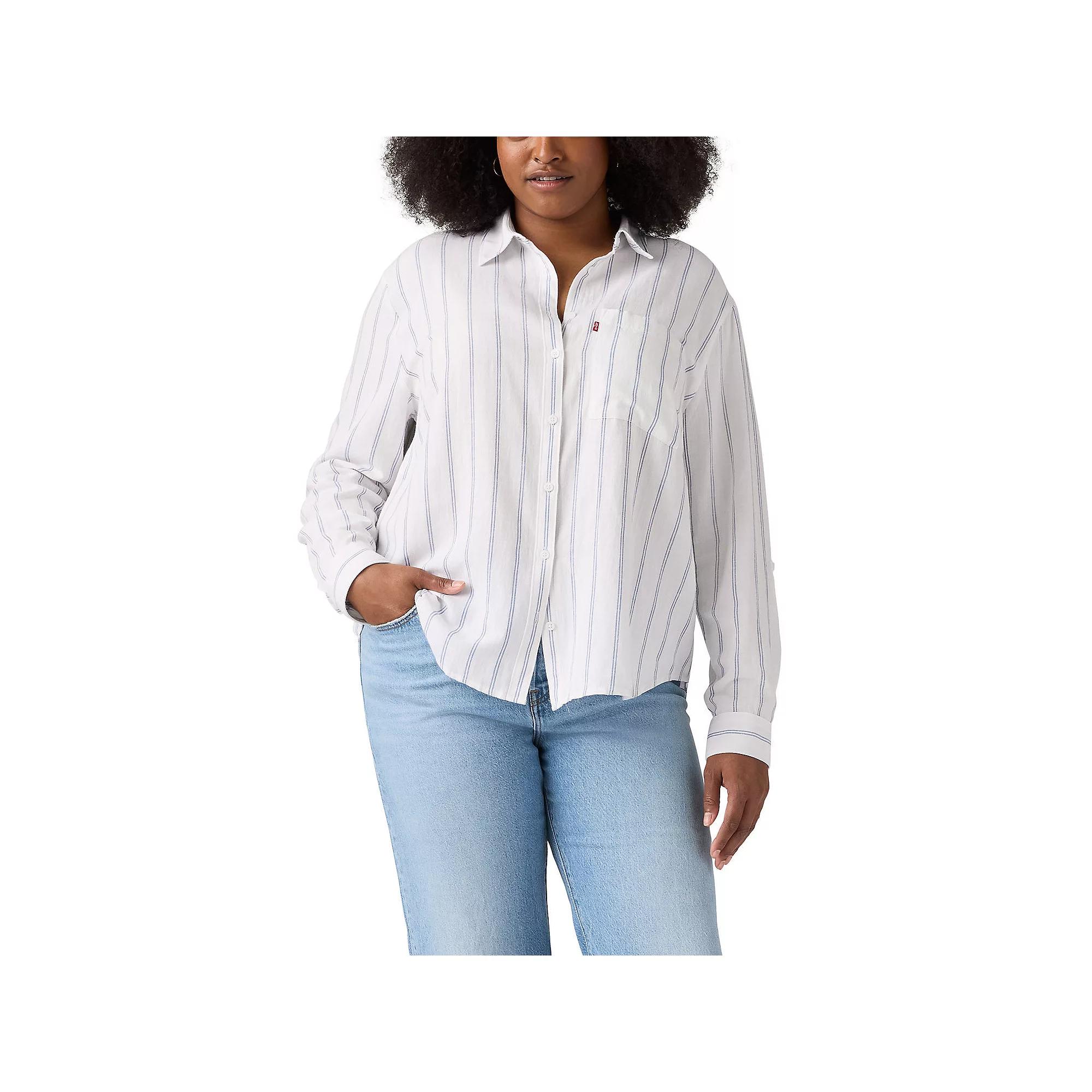 Plus Size Levi's® Darlene Utility Shirt, Women's, Size: 1XL, Shahi Stripe Product Image