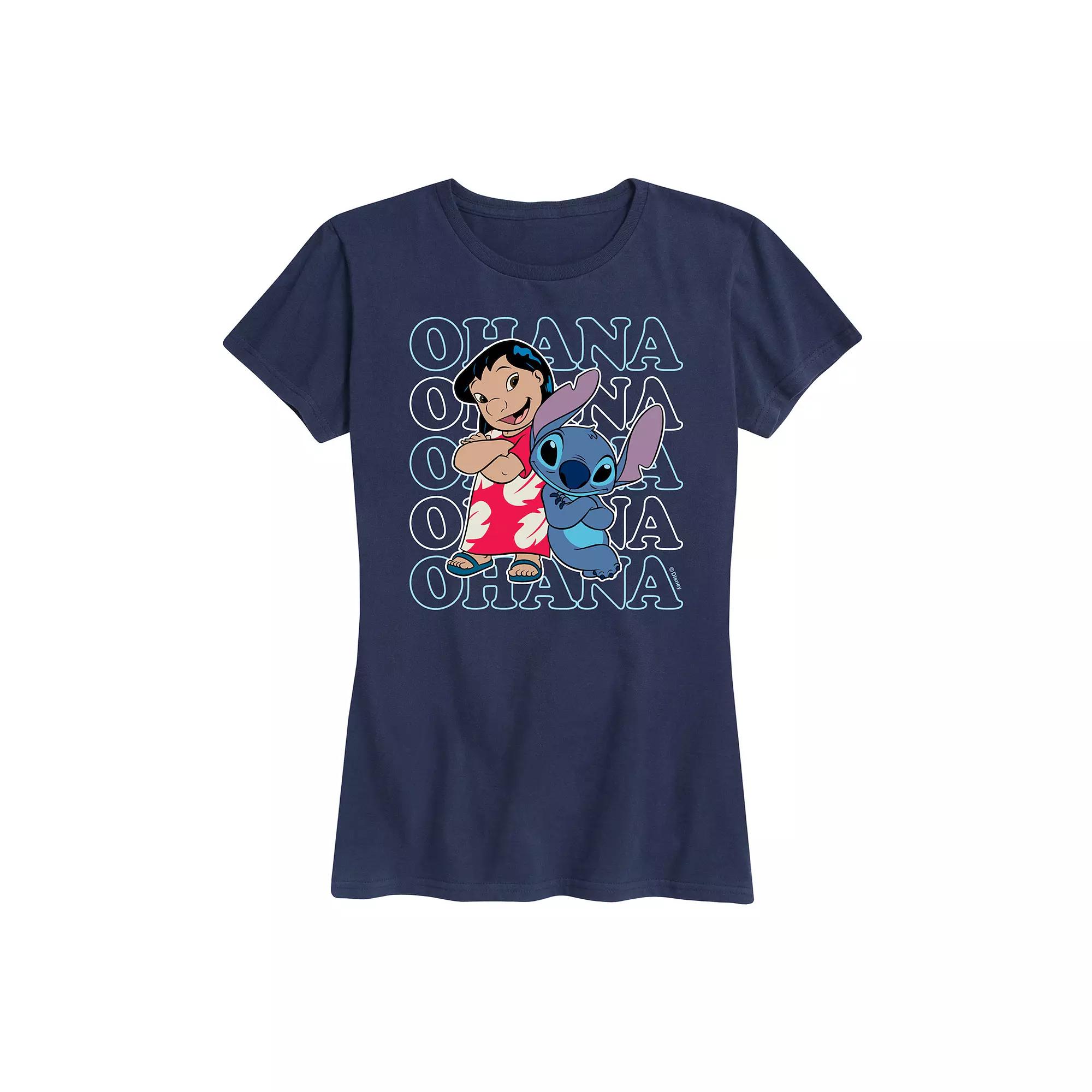 Disney's Lilo & Stitch Women's Ohana Repeated Graphic Tee,  Product Image
