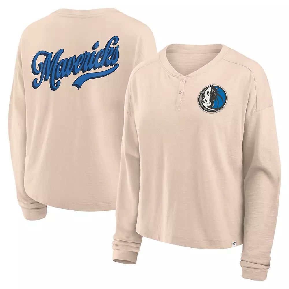 Women's Fanatics Natural Dallas Mavericks Boxed Out Drop Fashion Long Sleeve T-Shirt,  Product Image