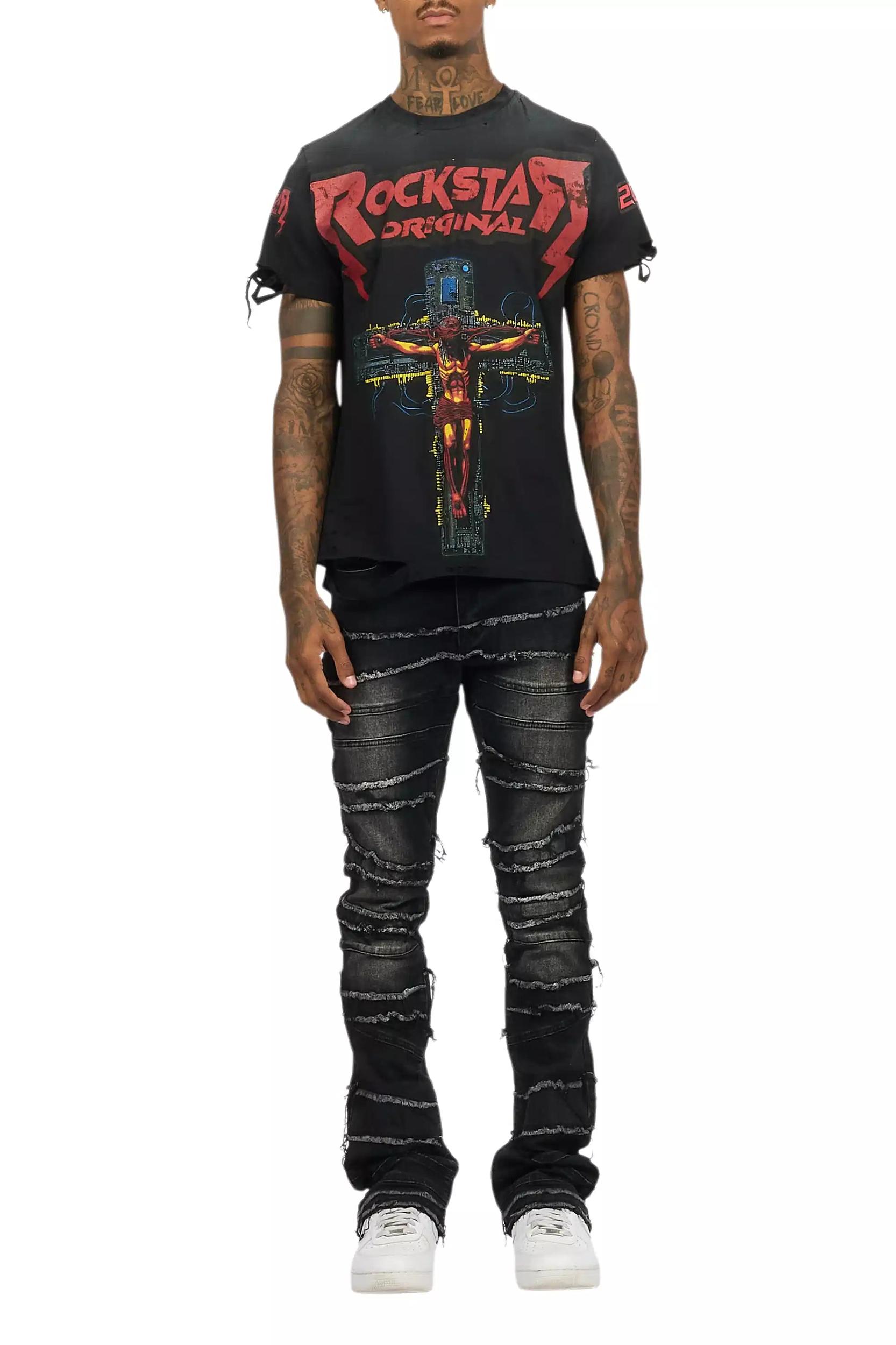 Javion Black Graphic T-Shirt Male Product Image