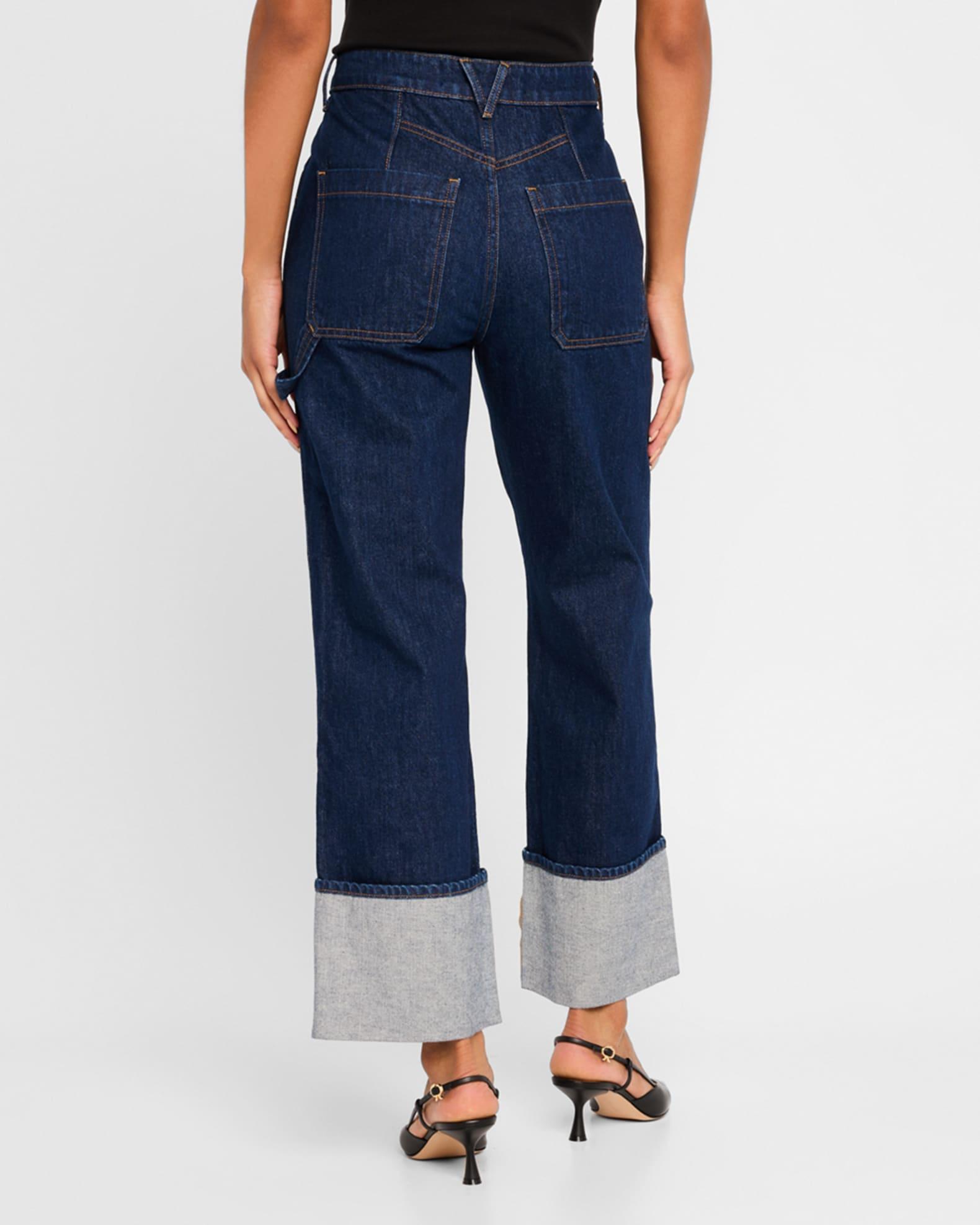 Dylan High-Rise Straight Cuffed Jeans Product Image