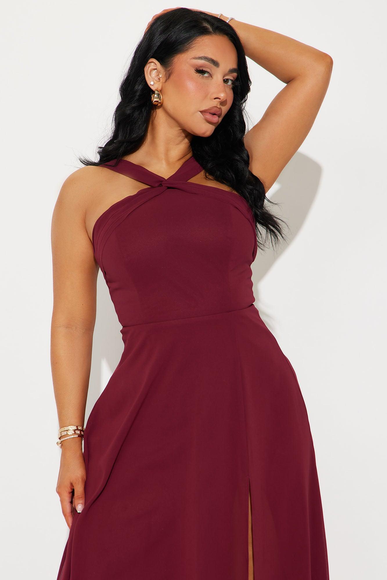 Natalie Chiffon Maxi Dress - Wine Product Image