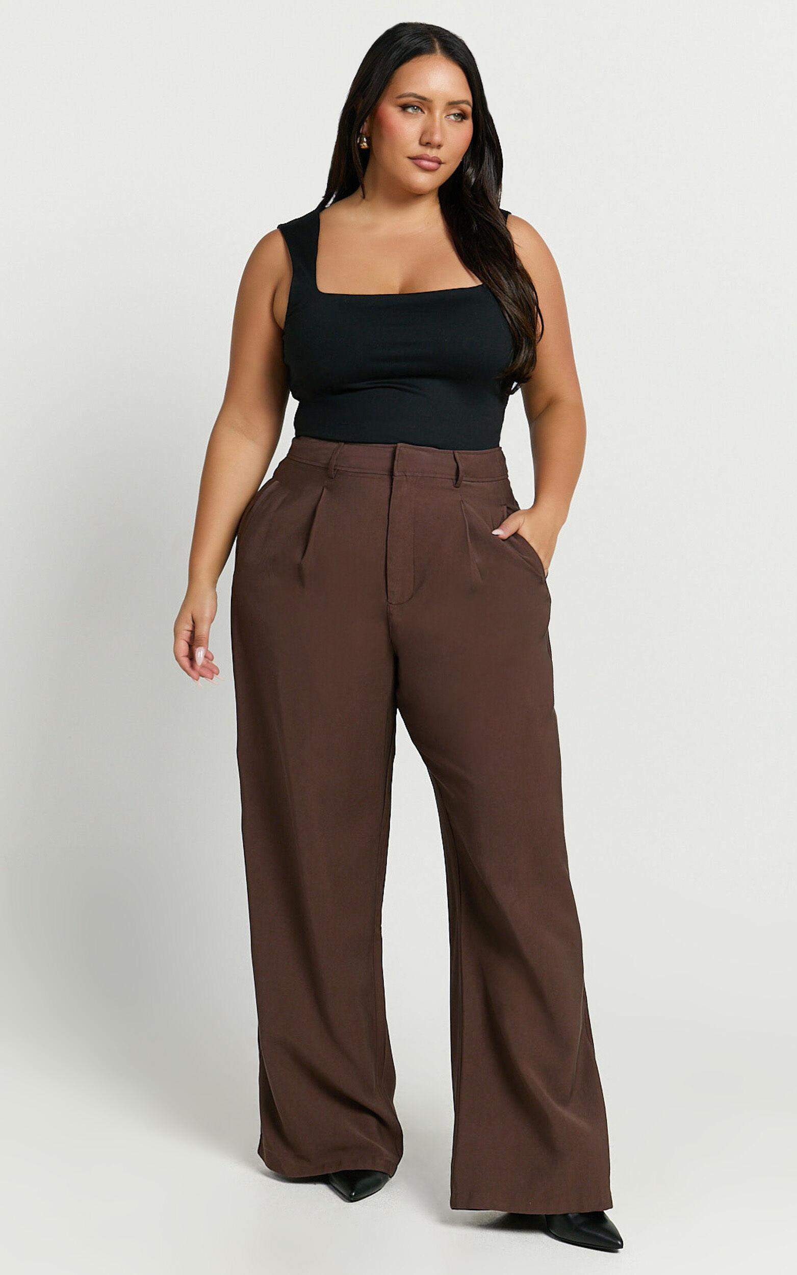 Augustus Pants - High Waisted Wide Leg Tailored Pants in Dark Oak Product Image