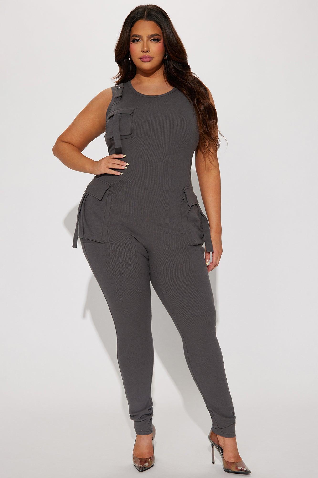 Maddix Ribbed Jumpsuit - Charcoal Product Image