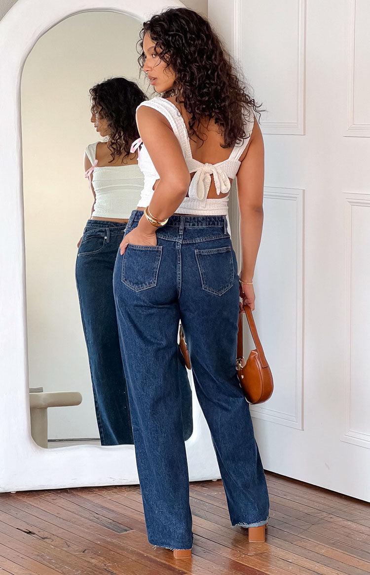 Kansis Dark Blue Uneven Waist Jeans Baby Product Image