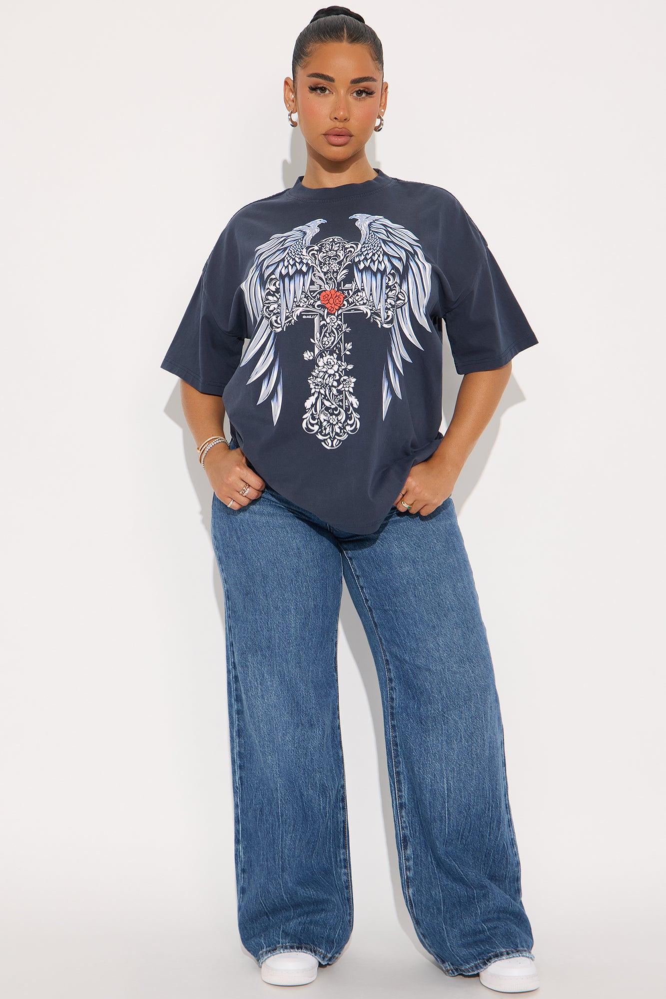 Elevated Love Washed Tee - Navy Wash Female Product Image