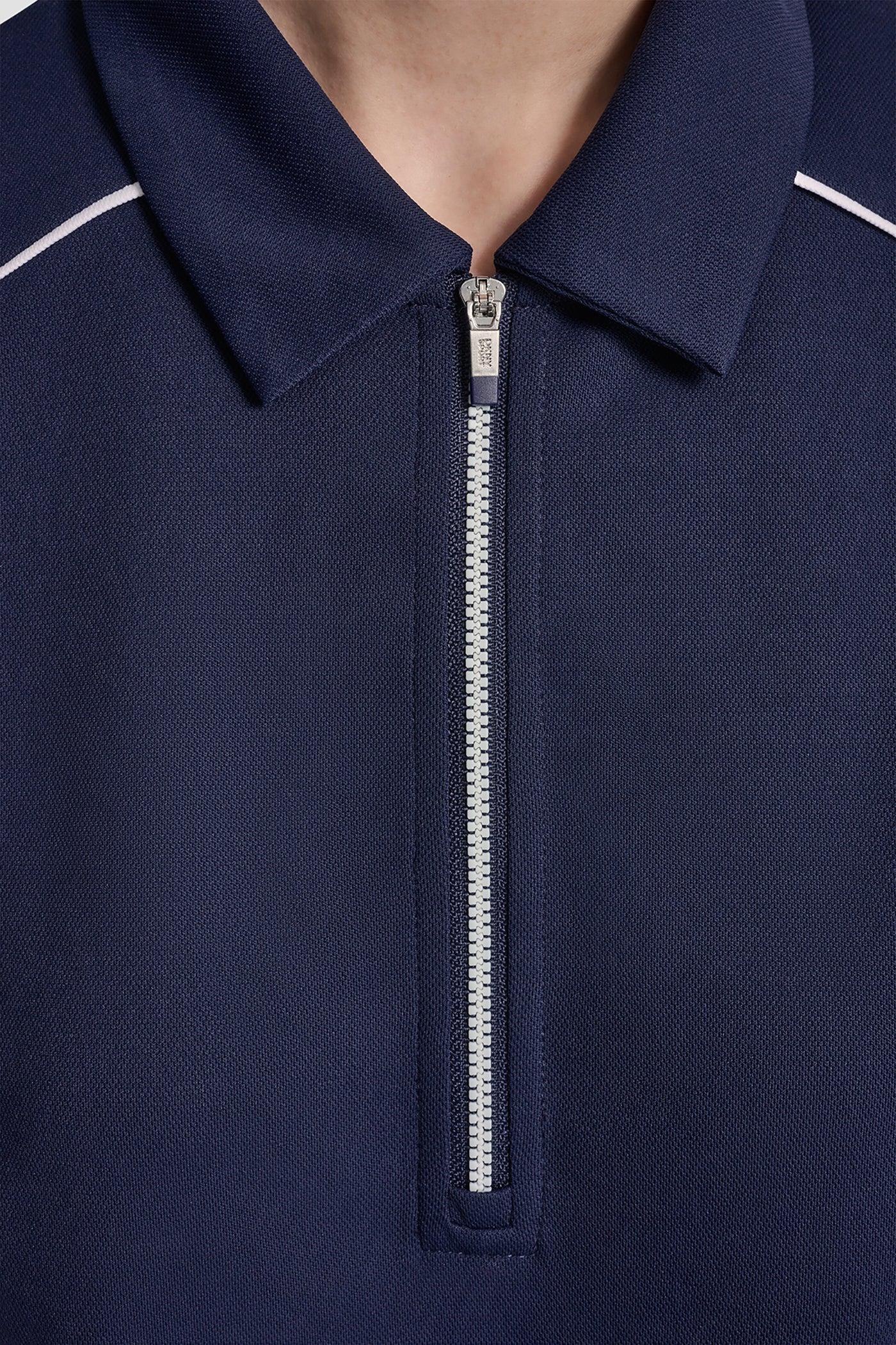 COURT PIQUÉ PIPED HALF-ZIP POLO Product Image