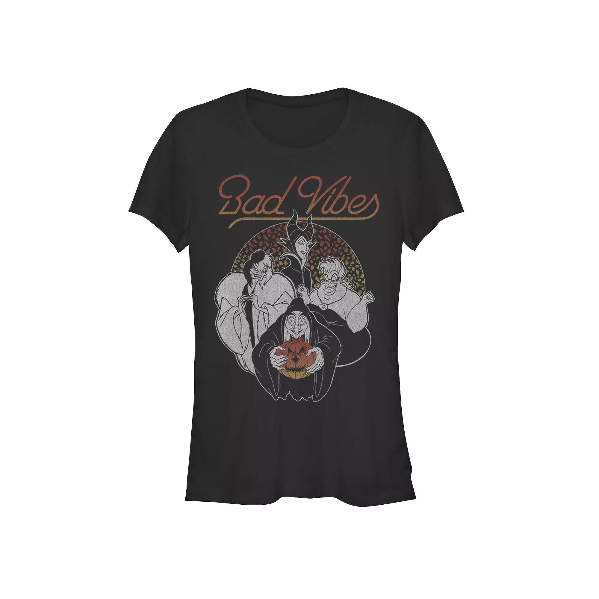 Disney Villains Bad Vibes Halloween Juniors Fitted Graphic Tee, Girls Product Image