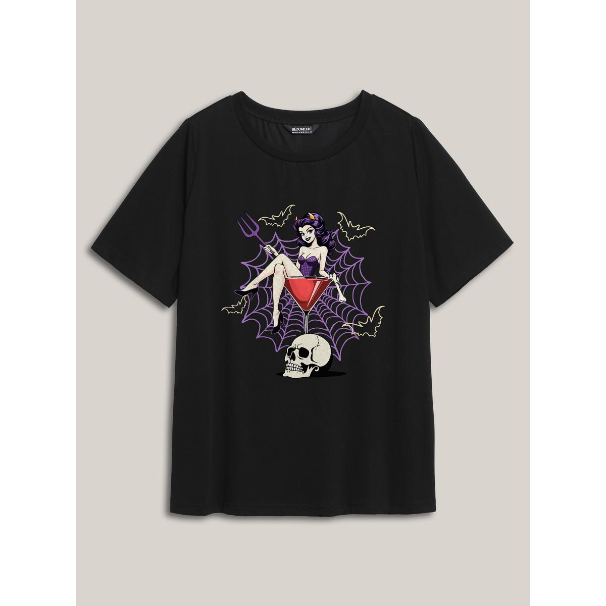 Plus Size Beach Vibes Round Neck T-Shirt Black Women Non Tropical Round Neck Casual T-shirts BloomChic 10/M Product Image