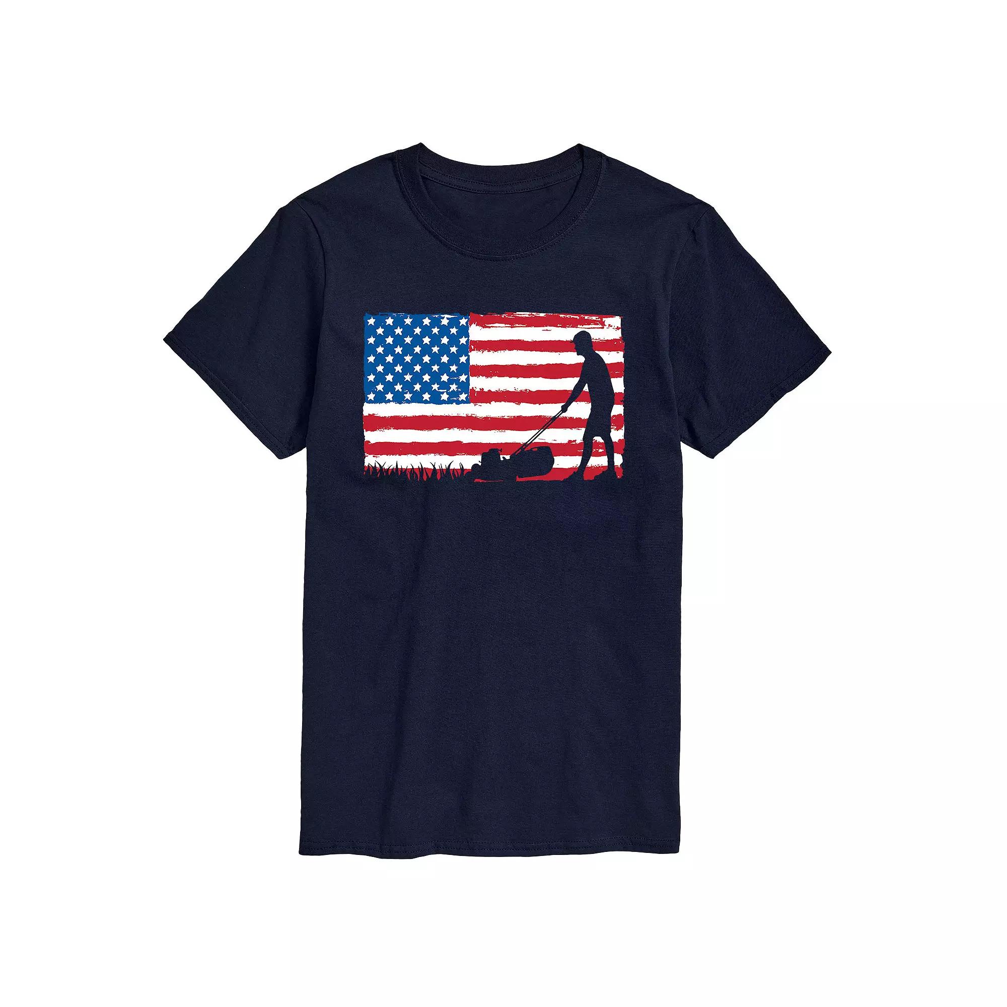 Men's Lawn Mower Flag Graphic Tee,  Product Image